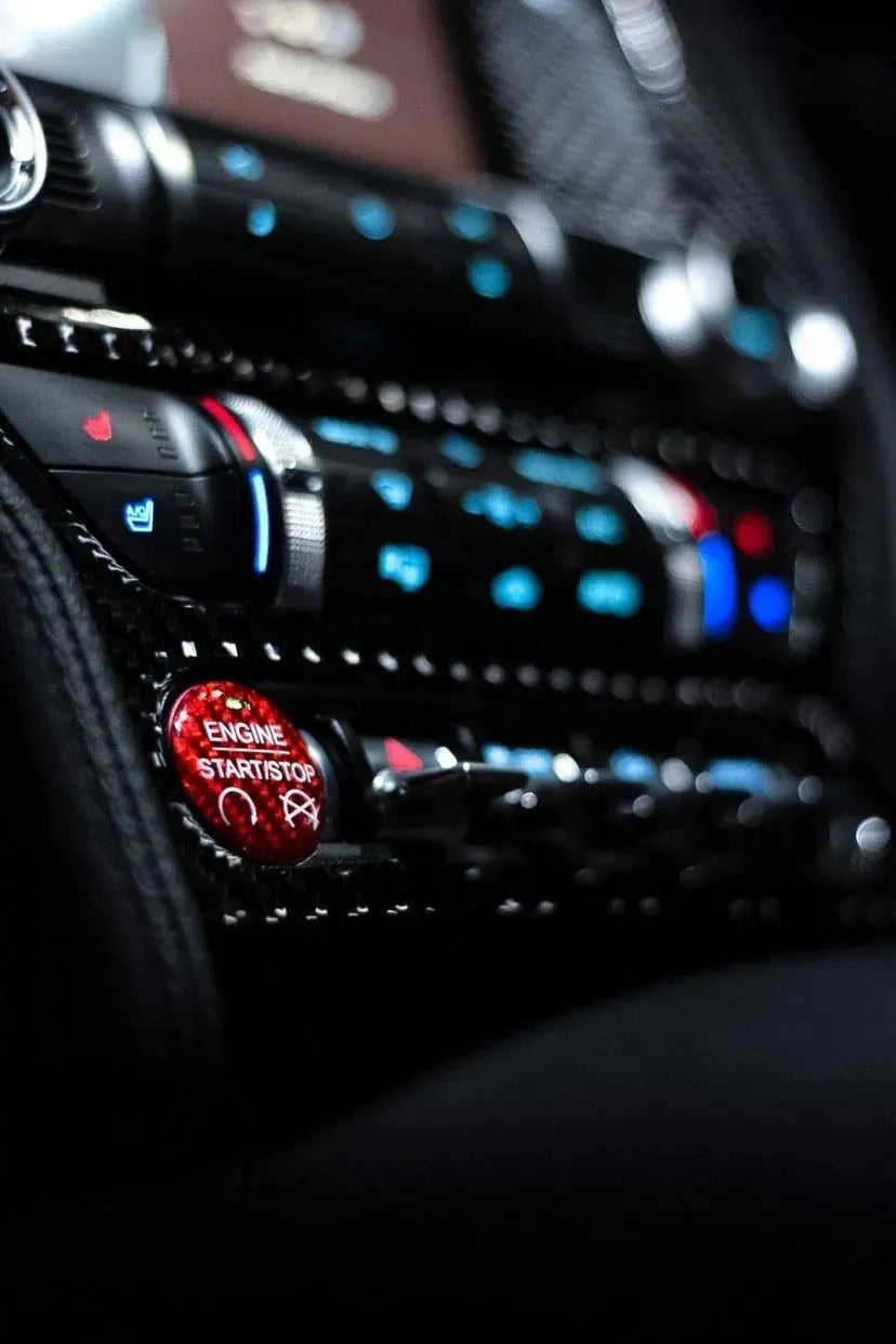 Mustang 2015-2023 Engine Start Stop Button Carbon Fiber Cover - carbonaddons Carbon Fiber Parts, Accessories, Upgrades, Mods