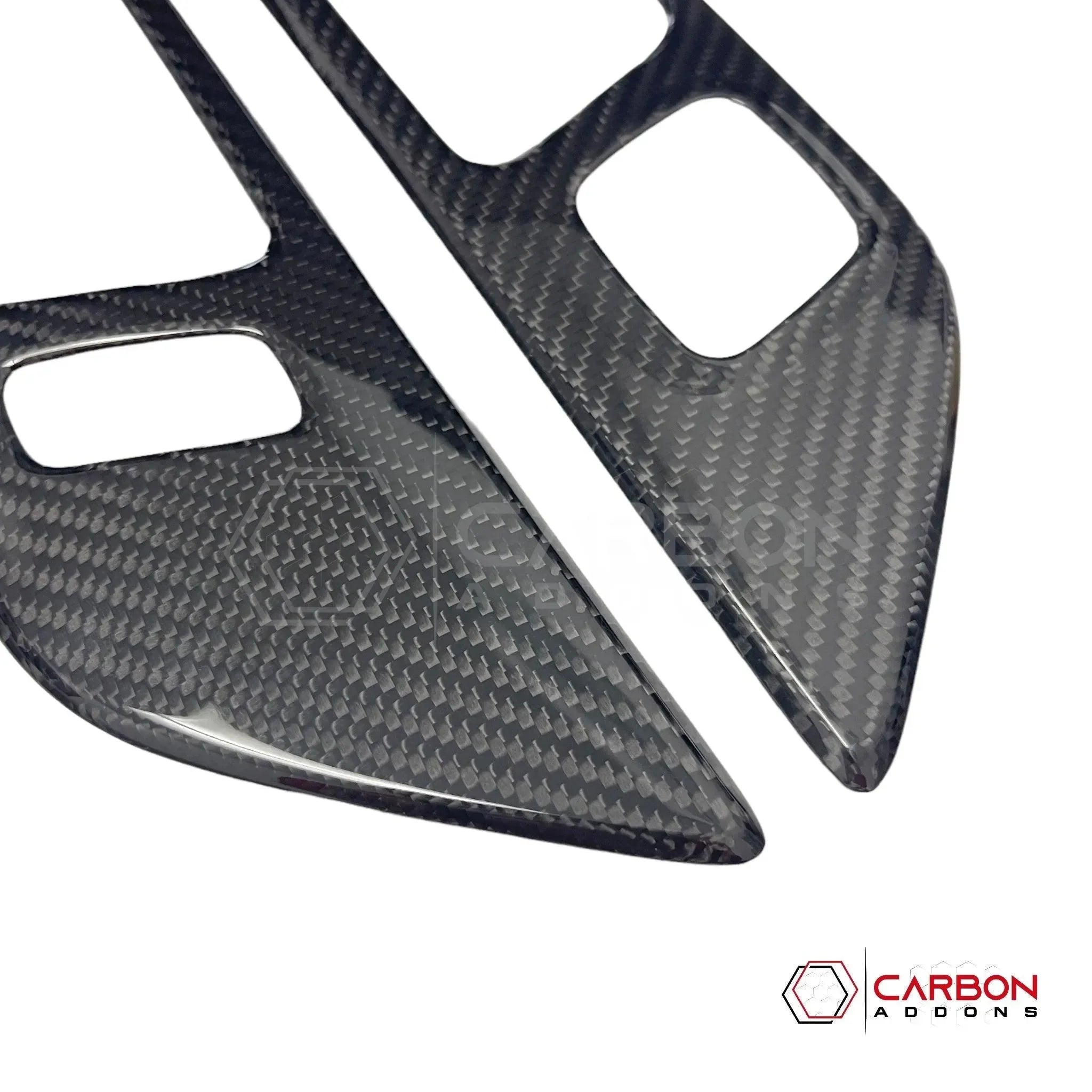 Mustang 2015-2023 Hard Carbon Fiber Interior Door Handle Trim Covers - carbonaddons Carbon Fiber Parts, Accessories, Upgrades, Mods
