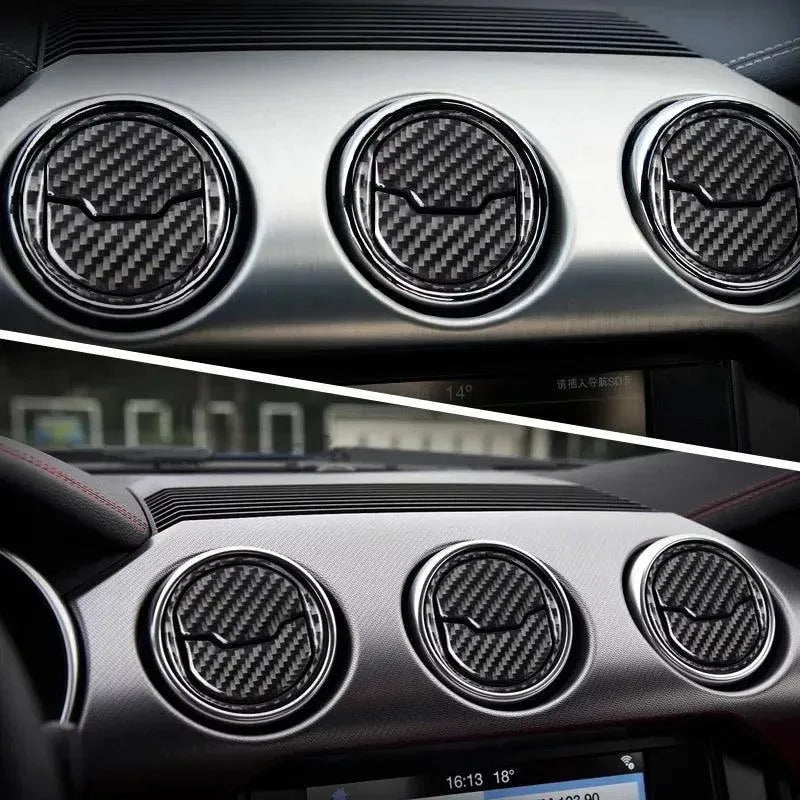 Mustang 2015-2023 Real Carbon Fiber AC Air Vent Overlay - carbonaddons Carbon Fiber Parts, Accessories, Upgrades, Mods