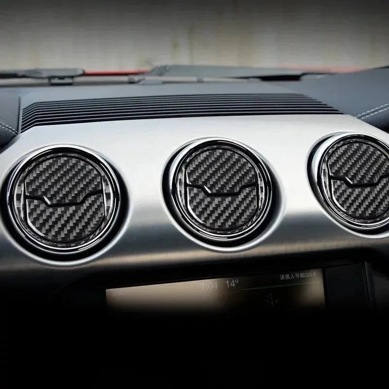 Mustang 2015-2023 Real Carbon Fiber AC Air Vent Overlay - carbonaddons Carbon Fiber Parts, Accessories, Upgrades, Mods