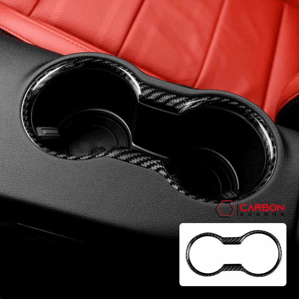 Mustang 2015-2023 Real Carbon Fiber Cup Holder Trim Cover - carbonaddons Carbon Fiber Parts, Accessories, Upgrades, Mods