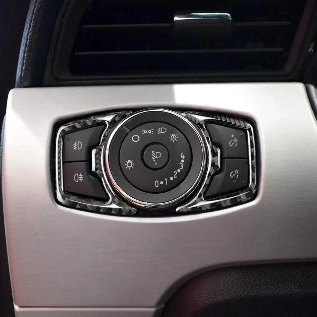 Mustang 2015-2023 Real Carbon Fiber Headlight Switch Trim Overlay - carbonaddons Carbon Fiber Parts, Accessories, Upgrades, Mods