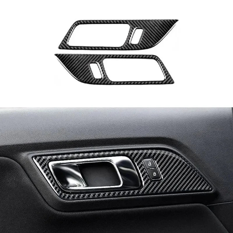 Real carbon fiber door handle trim for Chevy Camaro, Corvette, Ford Mustang, Dodge Charger interior upgrade