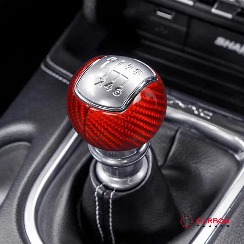 Mustang 2015-2023 Real Carbon Fiber Manual Shift Knob Cover - carbonaddons Carbon Fiber Parts, Accessories, Upgrades, Mods