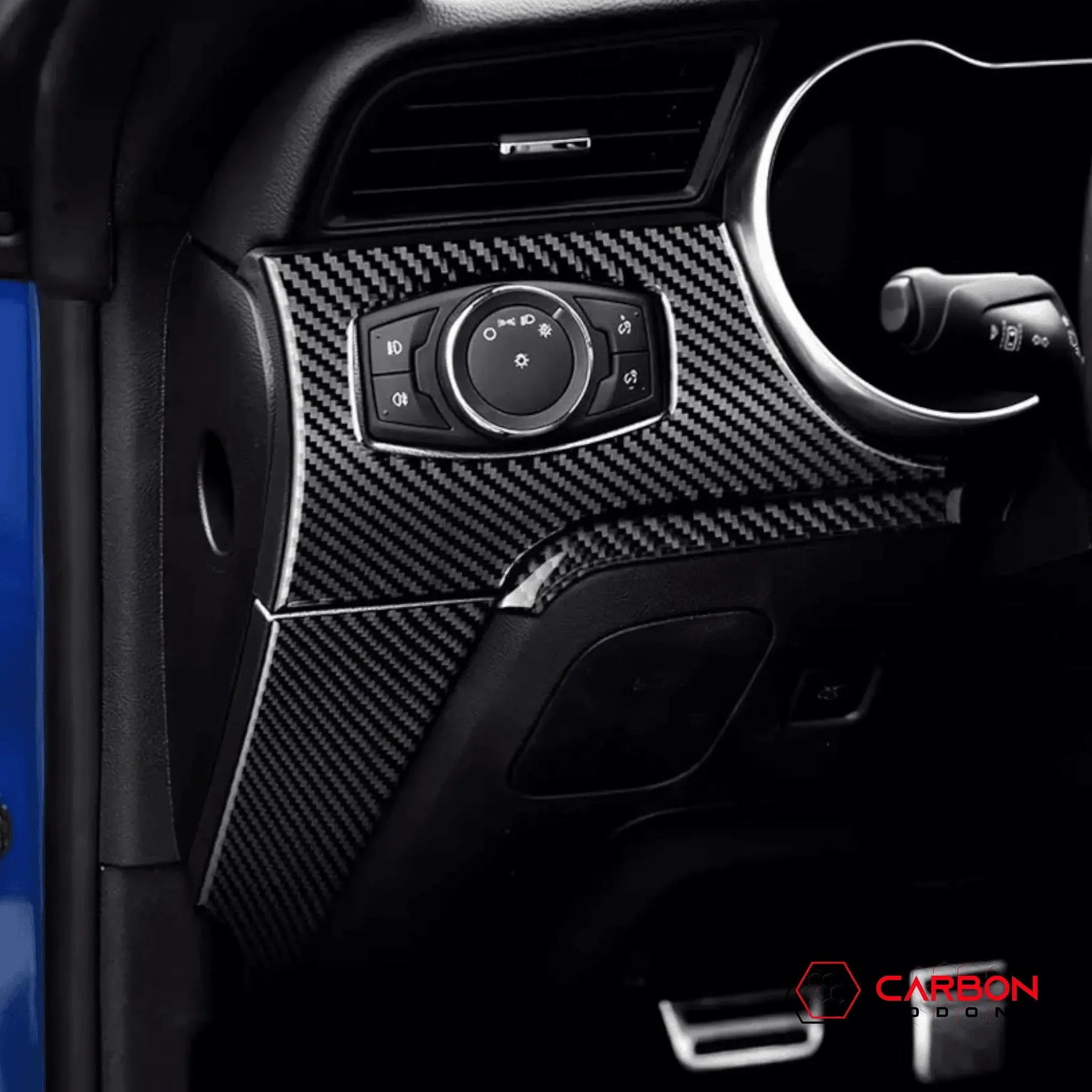 Mustang 2015-2023 Real Carbon Fiber Whole Front Dash Overlay - carbonaddons Carbon Fiber Parts, Accessories, Upgrades, Mods