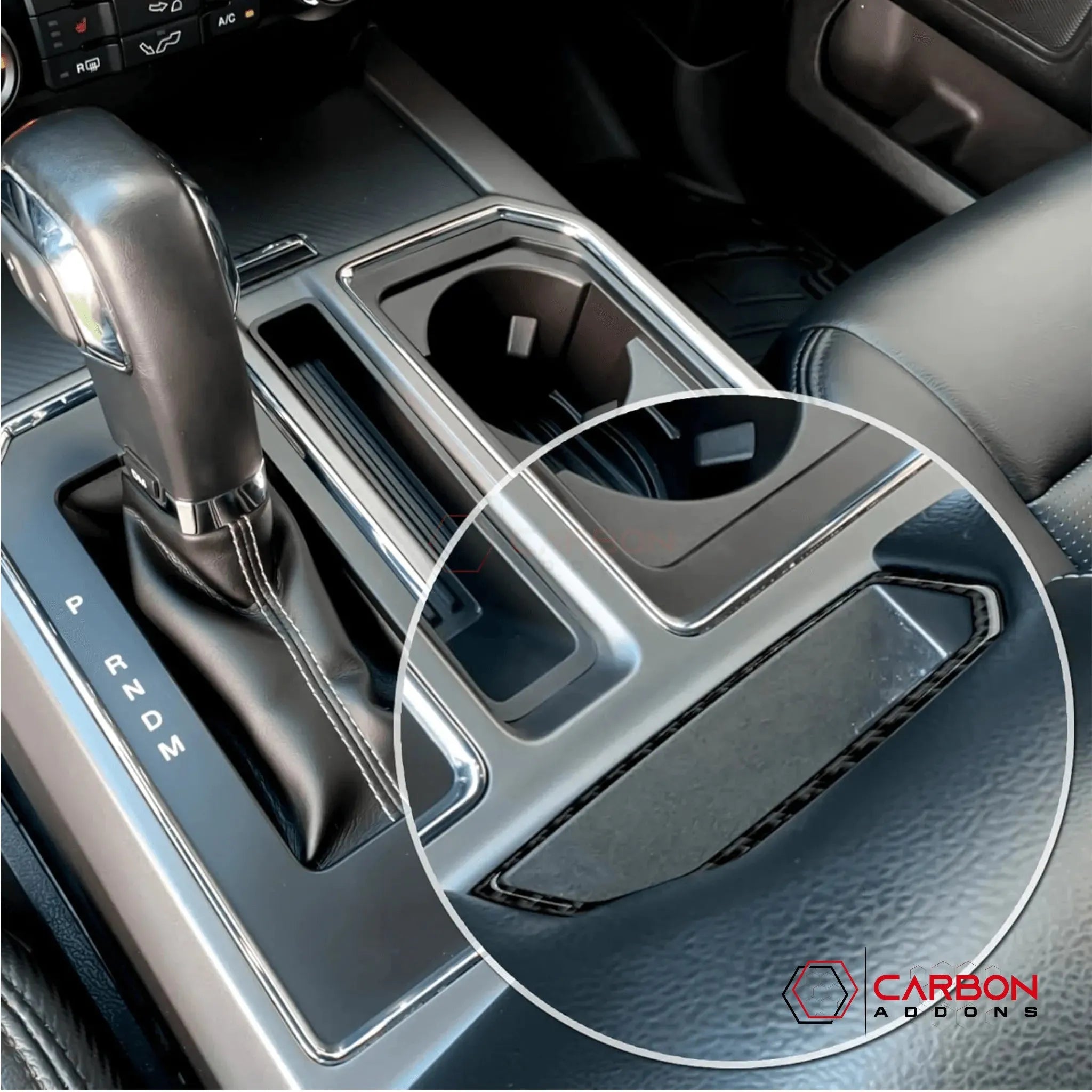 Real Carbon Fiber Center Console Arm Rest Trim Overlay | 2015-2020 Ford F150 - carbonaddons Carbon Fiber Parts, Accessories, Upgrades, Mods