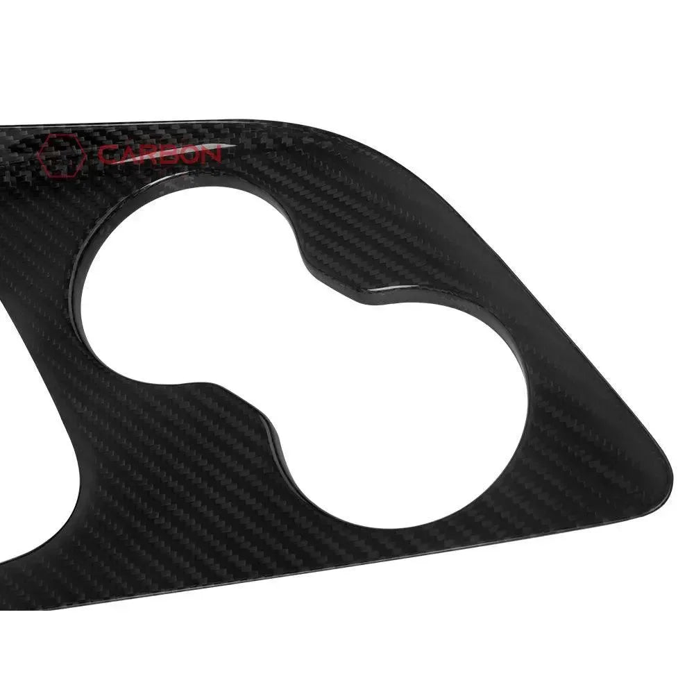Real carbon fiber cup holder trim for Chevy Camaro, Corvette, Mustang, F150, Charger, Challenger
