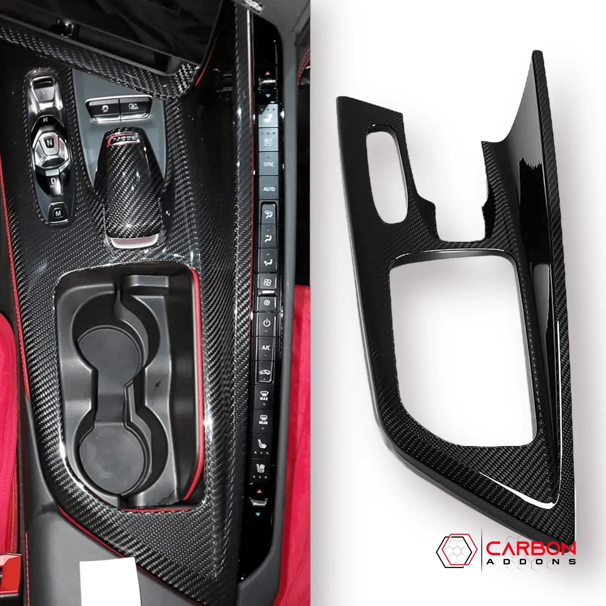 Real Carbon Fiber Center Console Cover | 2020-2023 C8 Corvette - carbonaddons Carbon Fiber Parts, Accessories, Upgrades, Mods