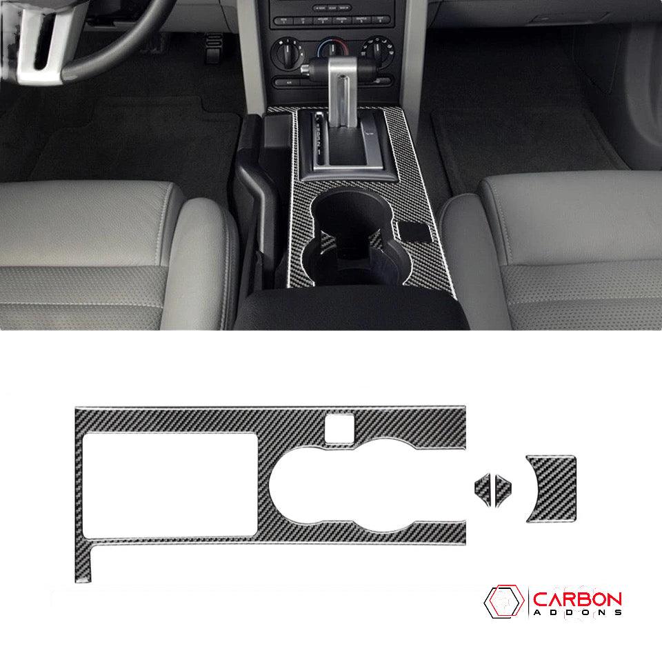 Real Carbon Fiber Center Console Overlay | Ford Mustang 2005-2009 - carbonaddons Carbon Fiber Parts, Accessories, Upgrades, Mods