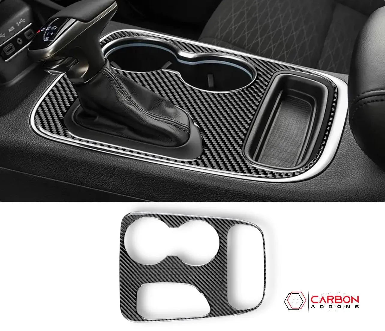 Real Carbon Fiber Center Console Panel Overlay for 2011-2020 Dodge Durango - carbonaddons Carbon Fiber Parts, Accessories, Upgrades, Mods