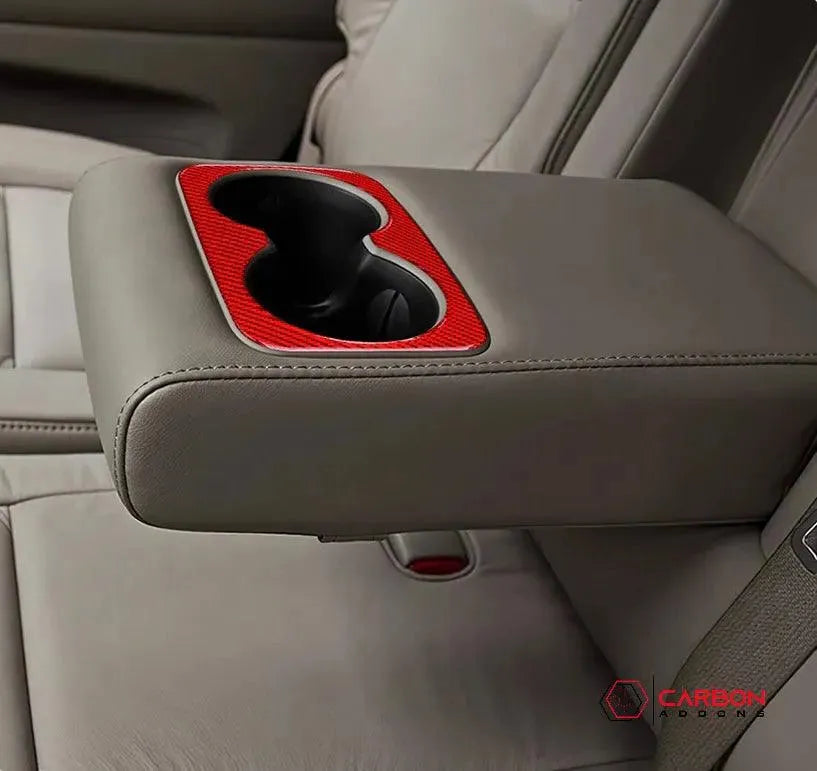 Real Carbon Fiber Cup Holder Trim Overlay for 2011-2020 Dodge Durango - carbonaddons Carbon Fiber Parts, Accessories, Upgrades, Mods