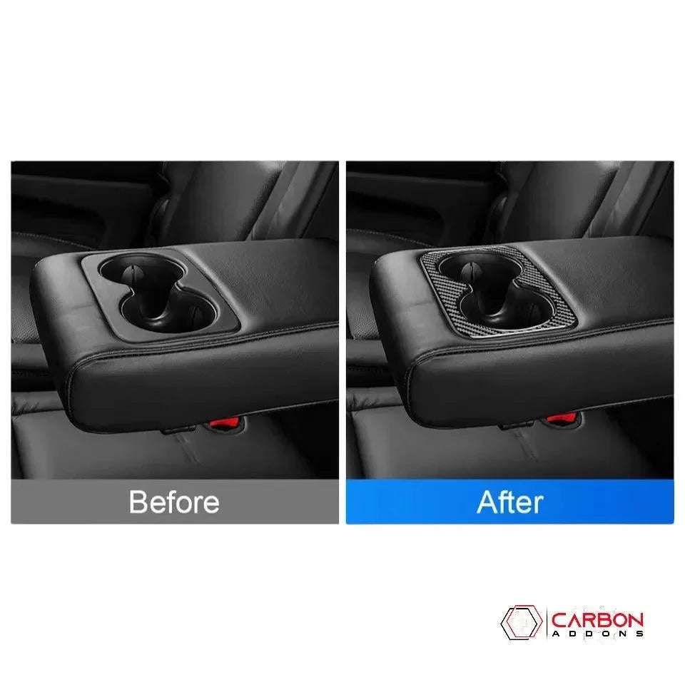 Real Carbon Fiber Cup Holder Trim Overlay for 2011-2020 Dodge Durango - carbonaddons Carbon Fiber Parts, Accessories, Upgrades, Mods