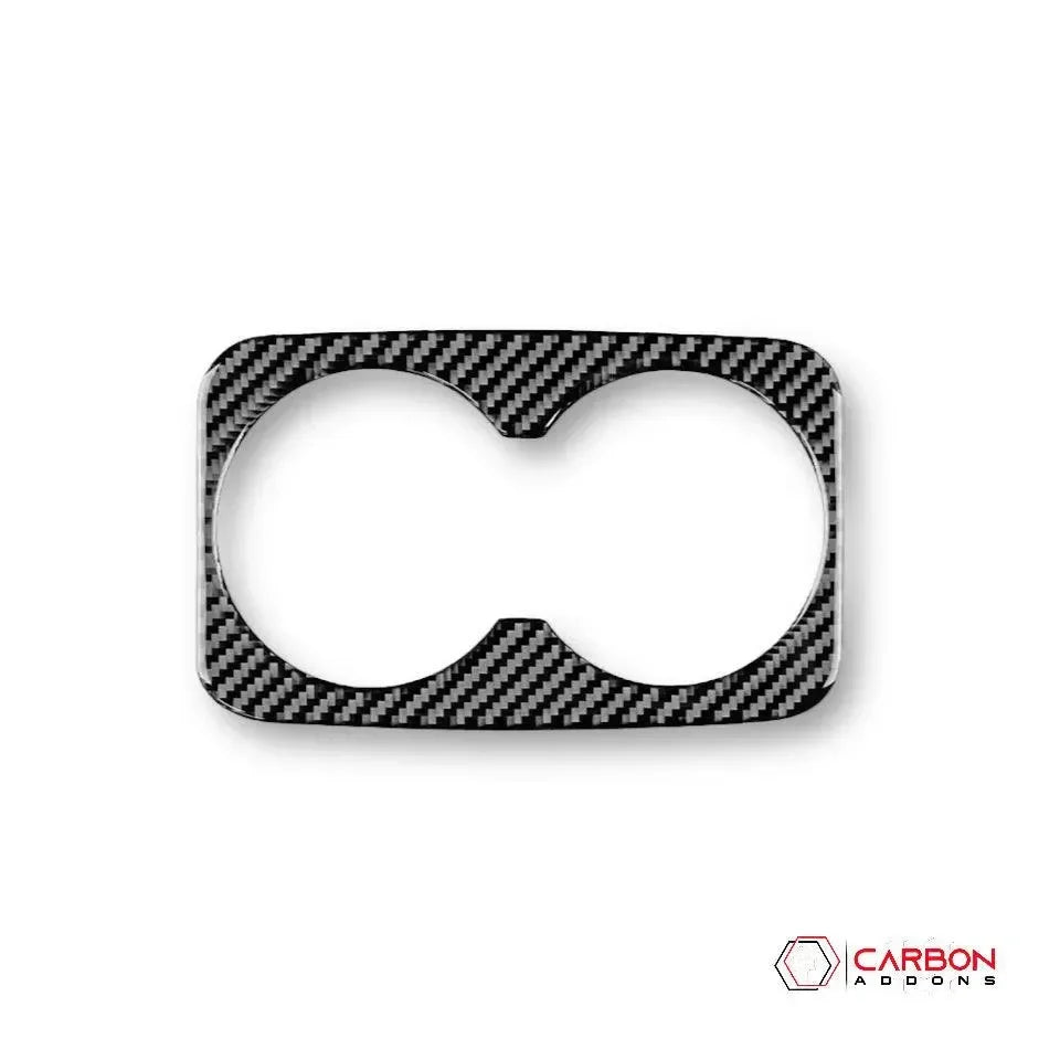 Real Carbon Fiber Cup Holder Trim Overlay for 2011-2020 Dodge Durango - carbonaddons Carbon Fiber Parts, Accessories, Upgrades, Mods