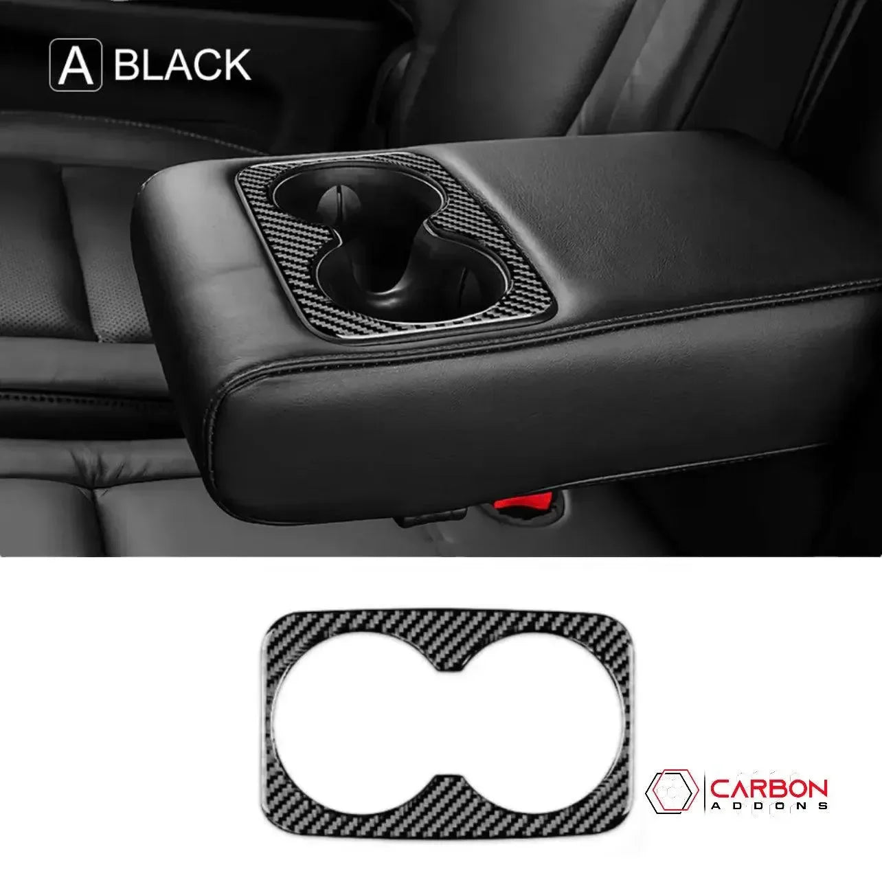 Real Carbon Fiber Cup Holder Trim Overlay for 2011-2020 Dodge Durango - carbonaddons Carbon Fiber Parts, Accessories, Upgrades, Mods