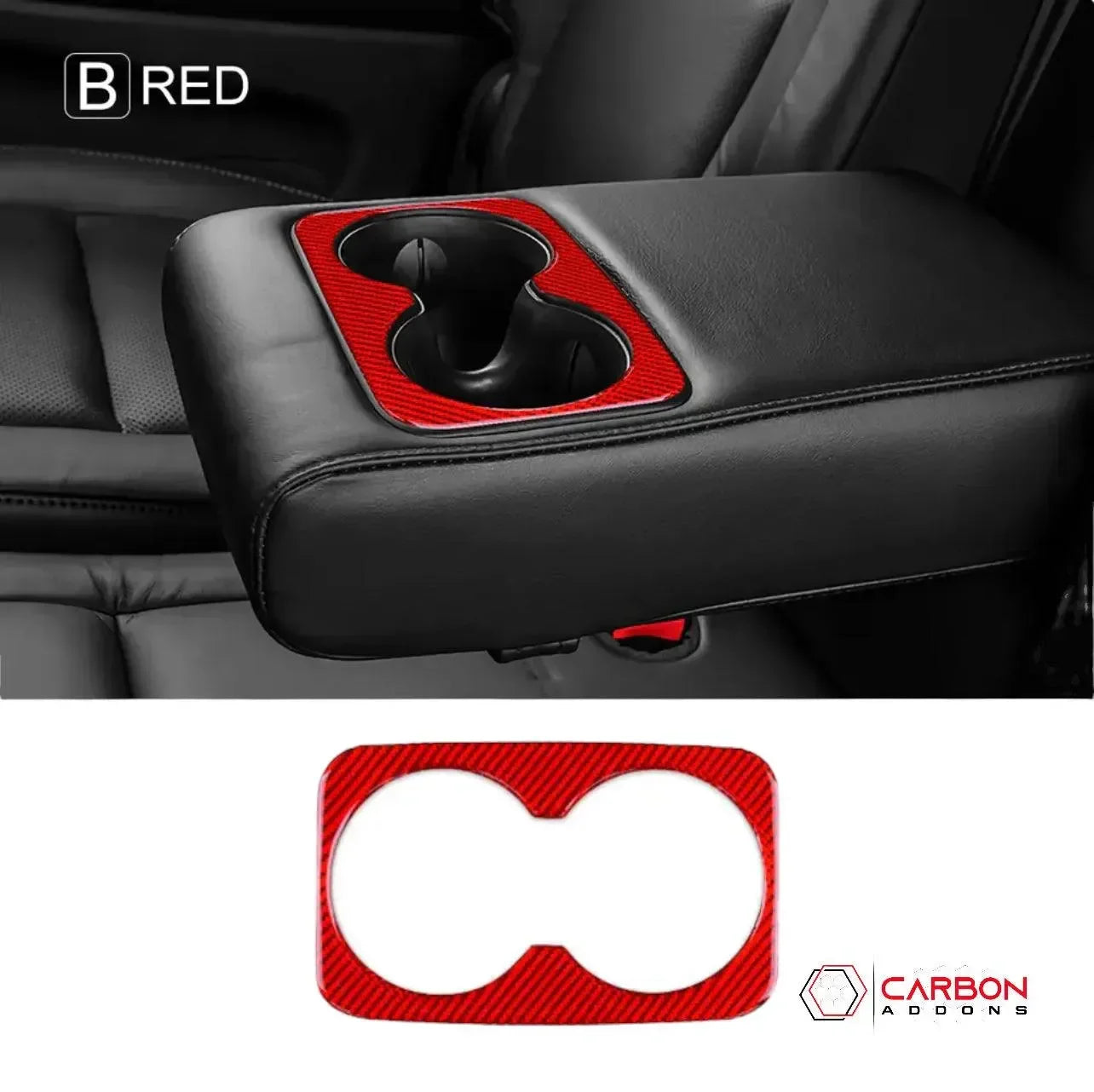 Real Carbon Fiber Cup Holder Trim Overlay for 2011-2020 Dodge Durango - carbonaddons Carbon Fiber Parts, Accessories, Upgrades, Mods