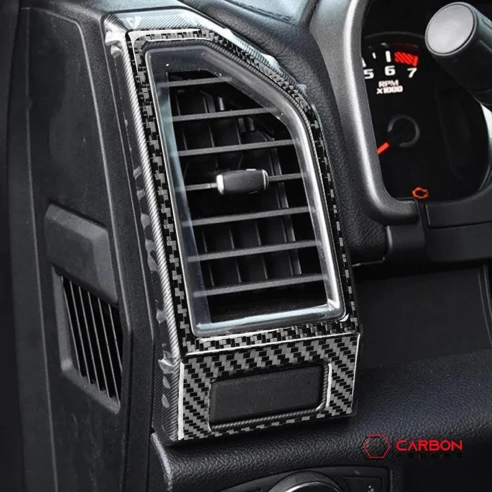 Real Carbon Fiber Driver and Passenger Side AC Vent Trim Overlay | 2015-2020 Ford F150 - carbonaddons Carbon Fiber Parts, Accessories, Upgrades, Mods