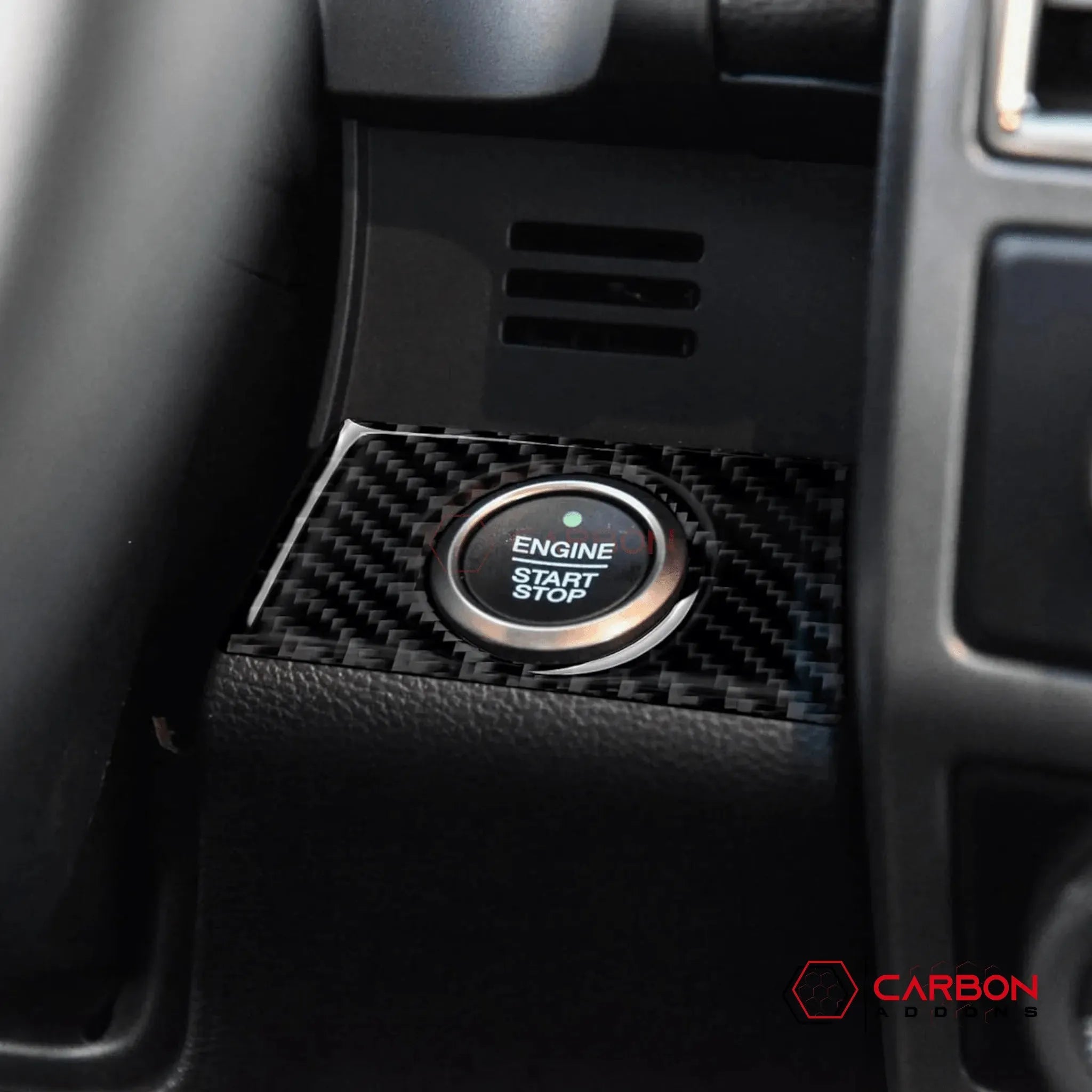 Real Carbon Fiber Engine Start Stop Button Trim Overlay | 2015-2020 Ford F150 - carbonaddons Carbon Fiber Parts, Accessories, Upgrades, Mods