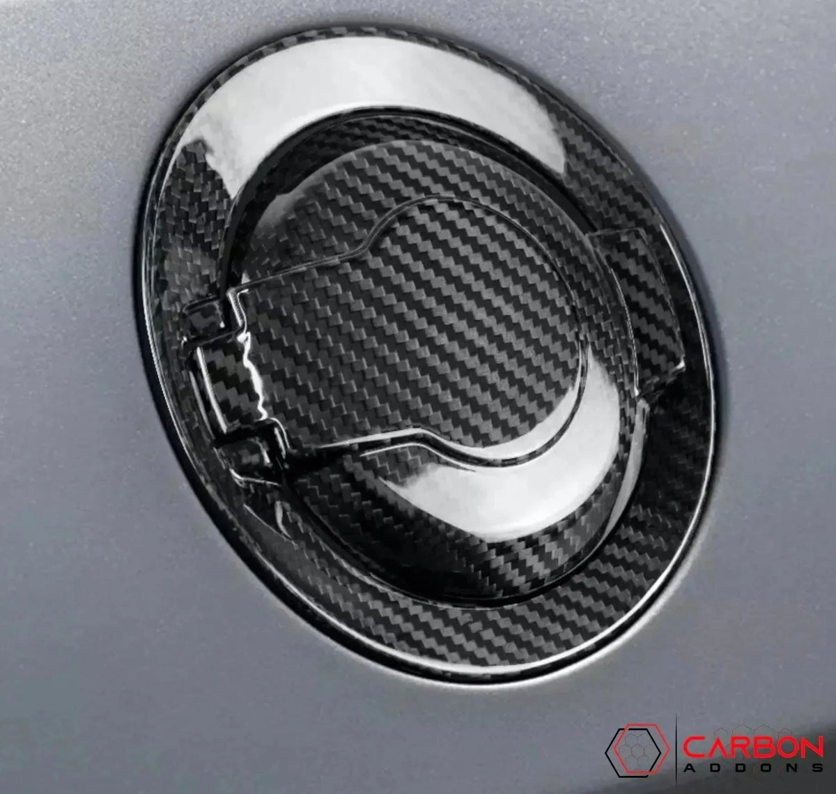 Carbon fiber fuel door cover for American vehicles, sleek and durable design