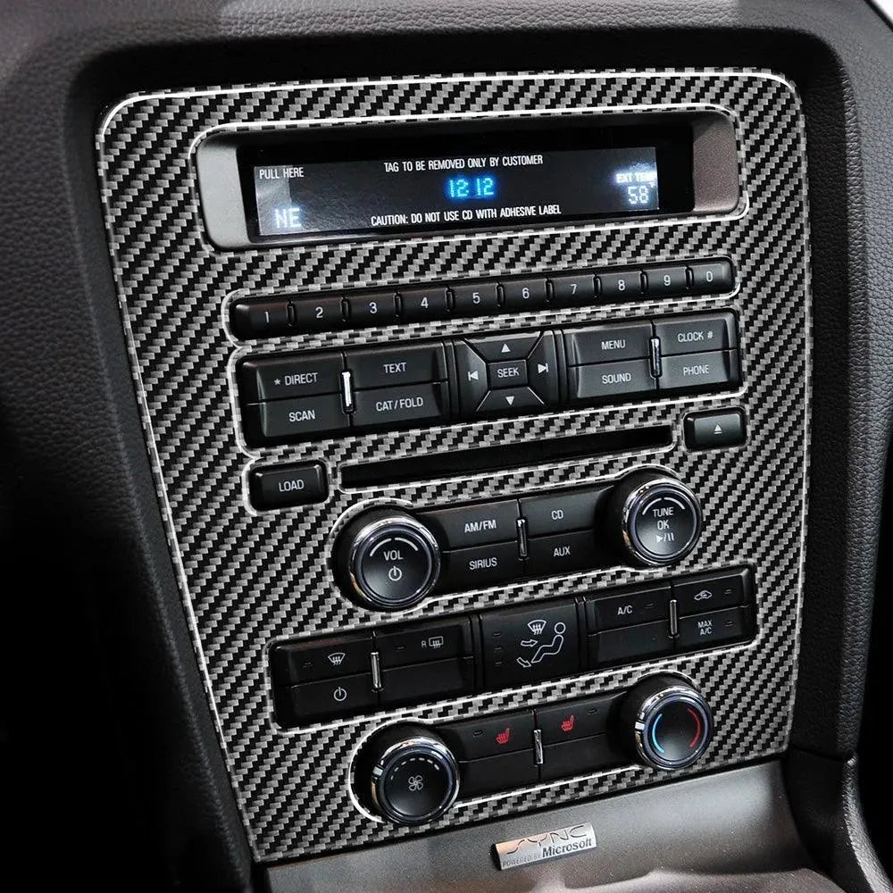 Real Carbon Fiber RADIO Navigation Multimedia Infotainment Trim Overlay For Ford Mustang 2010-2014 - carbonaddons Carbon Fiber Parts, Accessories, Upgrades, Mods