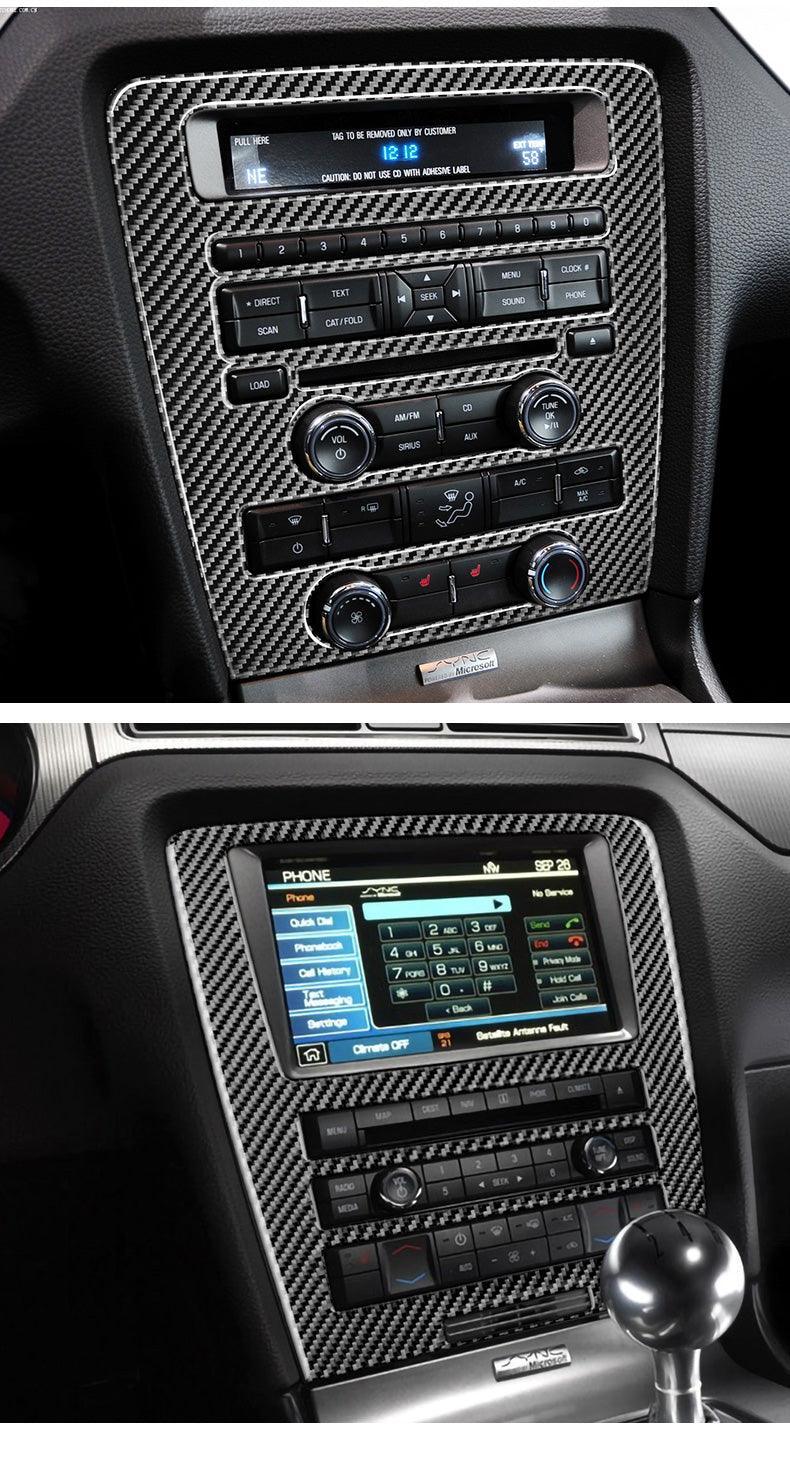 Real Carbon Fiber RADIO Navigation Multimedia Infotainment Trim Overlay For Ford Mustang 2010-2014 - carbonaddons Carbon Fiber Parts, Accessories, Upgrades, Mods