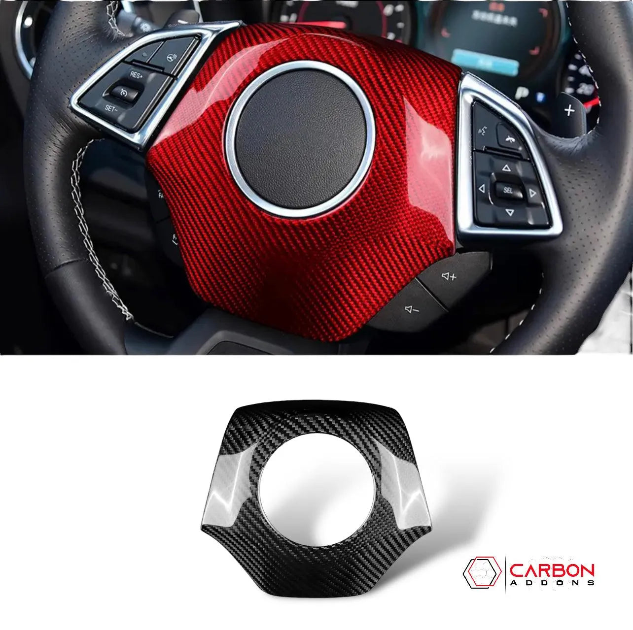 Real Carbon Fiber Steering Airbag Cover | For 2016-2024 Chevy Camaro - carbonaddons Carbon Fiber Parts, Accessories, Upgrades, Mods