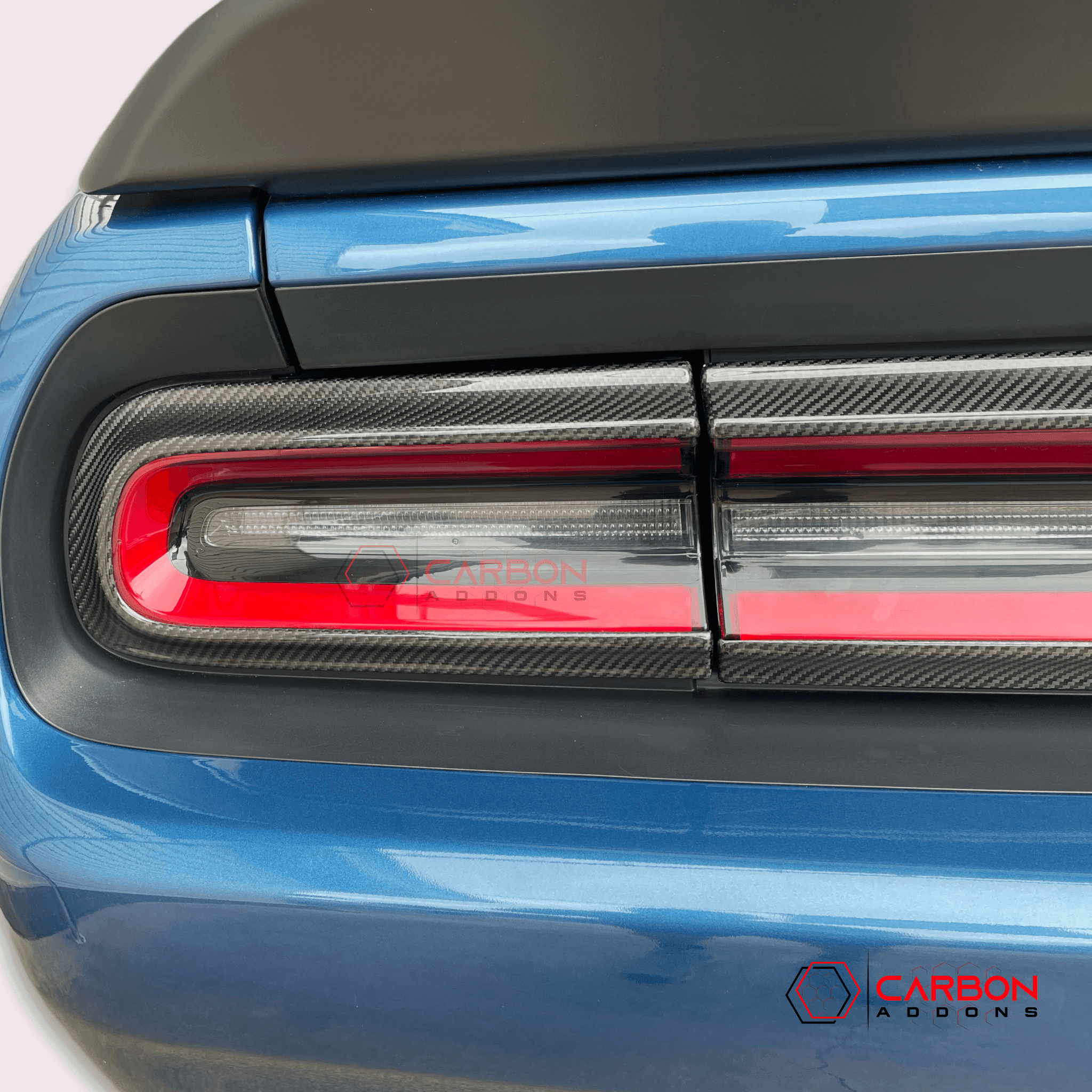 Real Carbon Fiber Taillight Trim Bezel Cover for 2015-2023 Dodge Challenger - carbonaddons Carbon Fiber Parts, Accessories, Upgrades, Mods