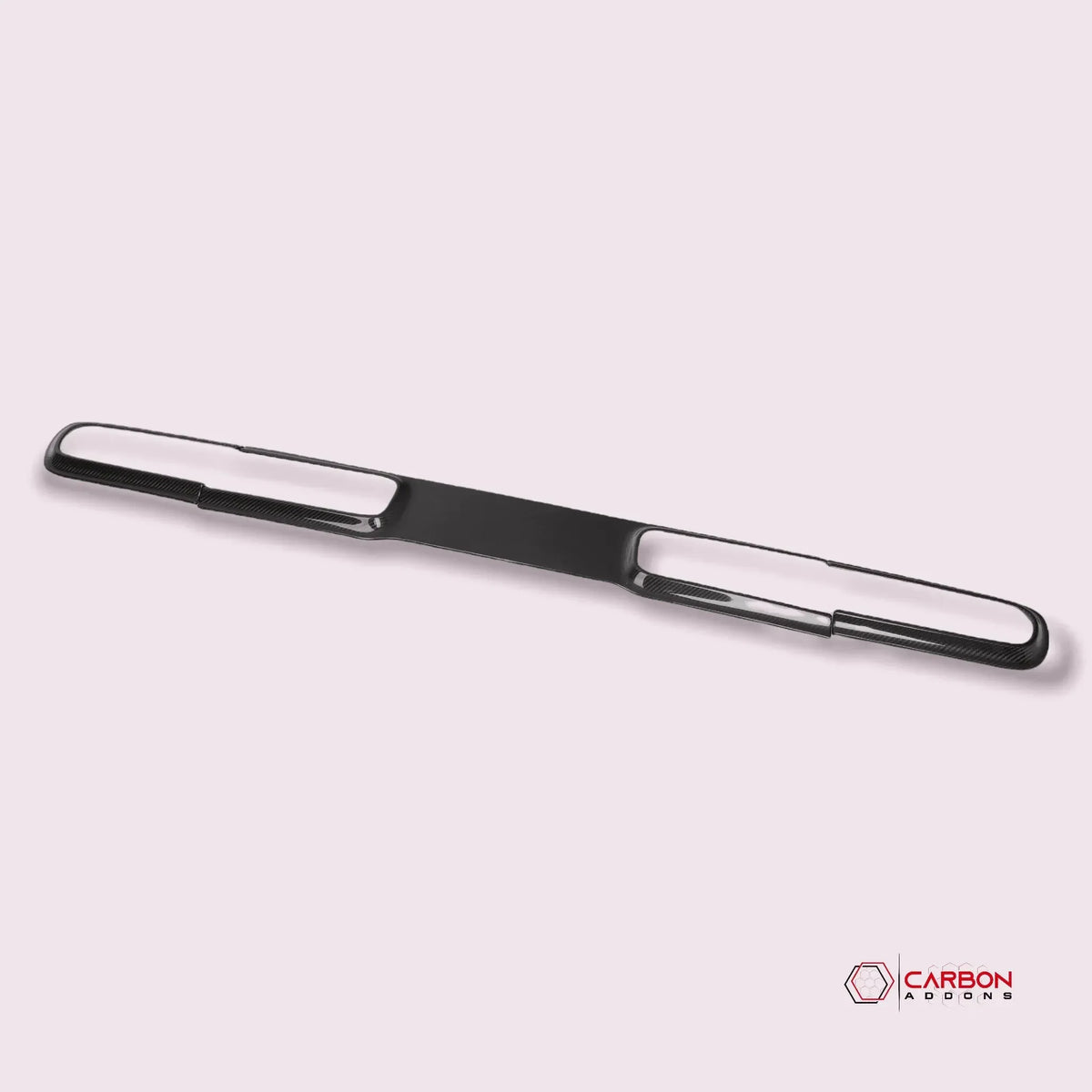 Real carbon fiber automotive trim accent with glossy weave finish for interior or exterior customization