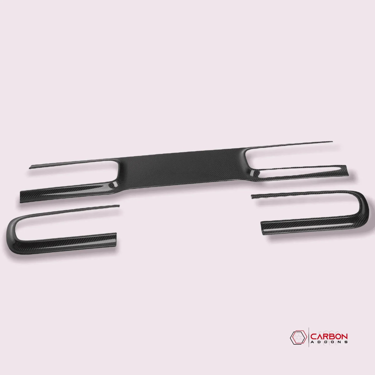 Real carbon fiber interior trim pieces for American muscle cars and trucks, sleek glossy finish