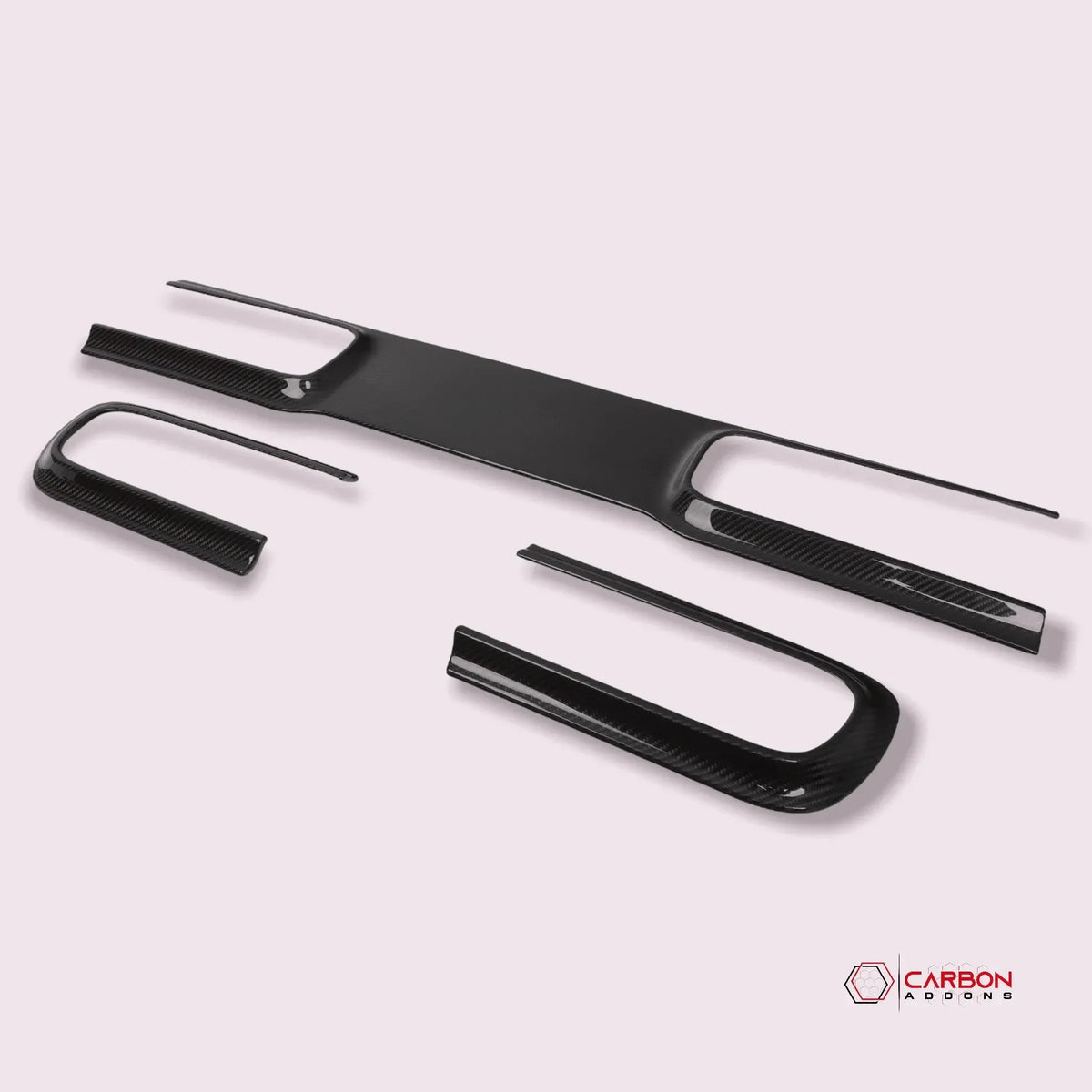 Real carbon fiber interior trim kit for American vehicles, glossy finish with weave texture