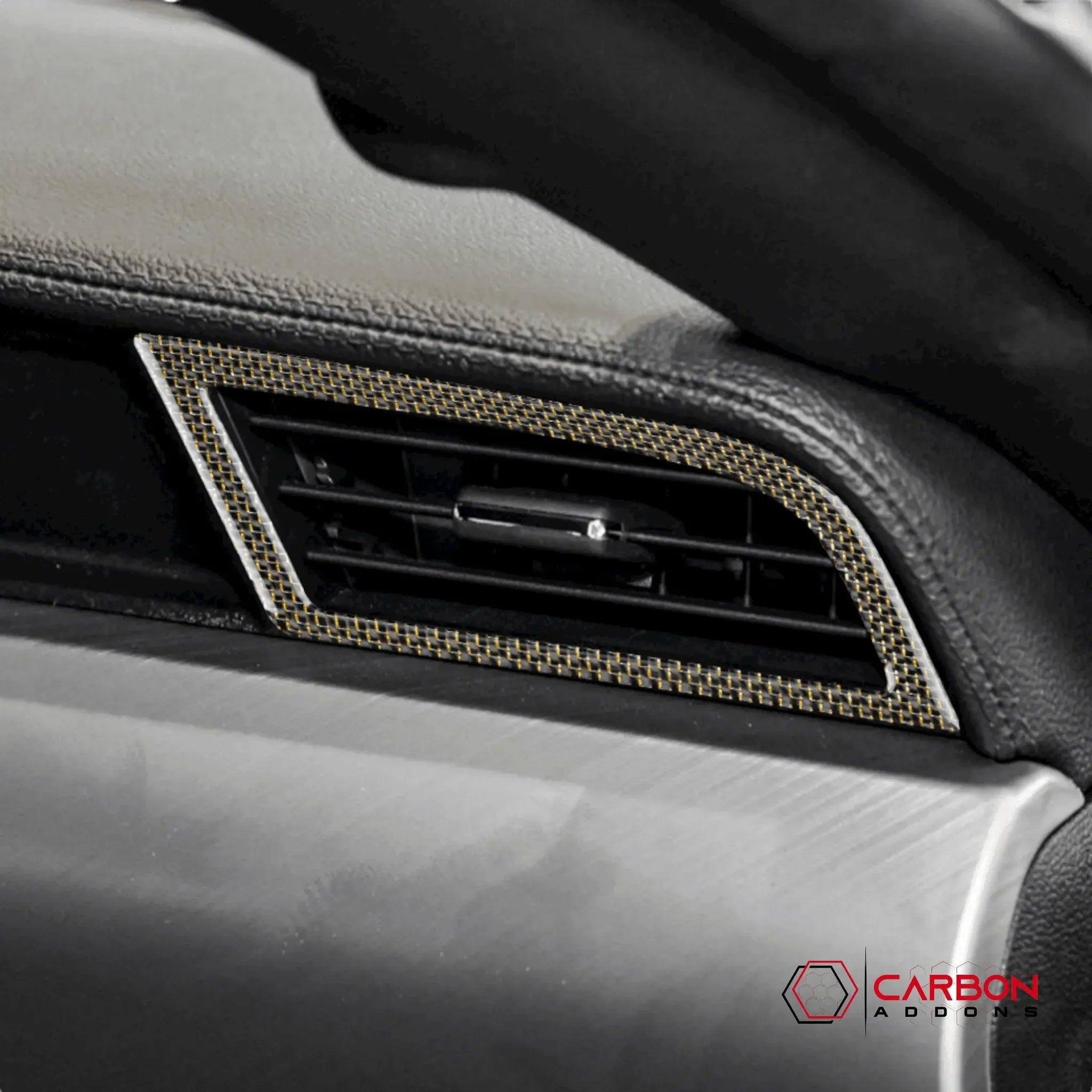 Reflective Carbon Fiber Dashboard AC Vent Trim Overlay for Ford Mustang 2015-2023 -2pcs - carbonaddons Carbon Fiber Parts, Accessories, Upgrades, Mods