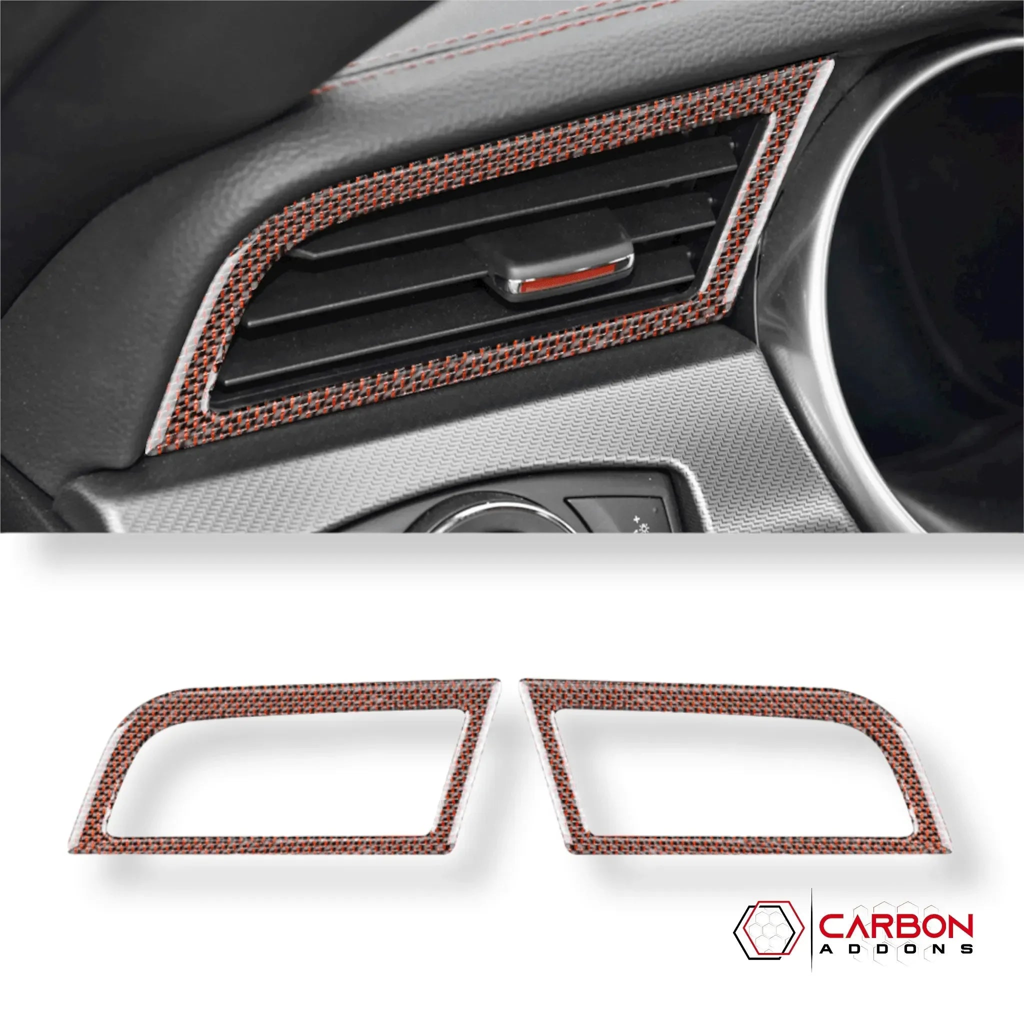 Reflective Carbon Fiber Dashboard AC Vent Trim Overlay for Ford Mustang 2015-2023 -2pcs - carbonaddons Carbon Fiber Parts, Accessories, Upgrades, Mods