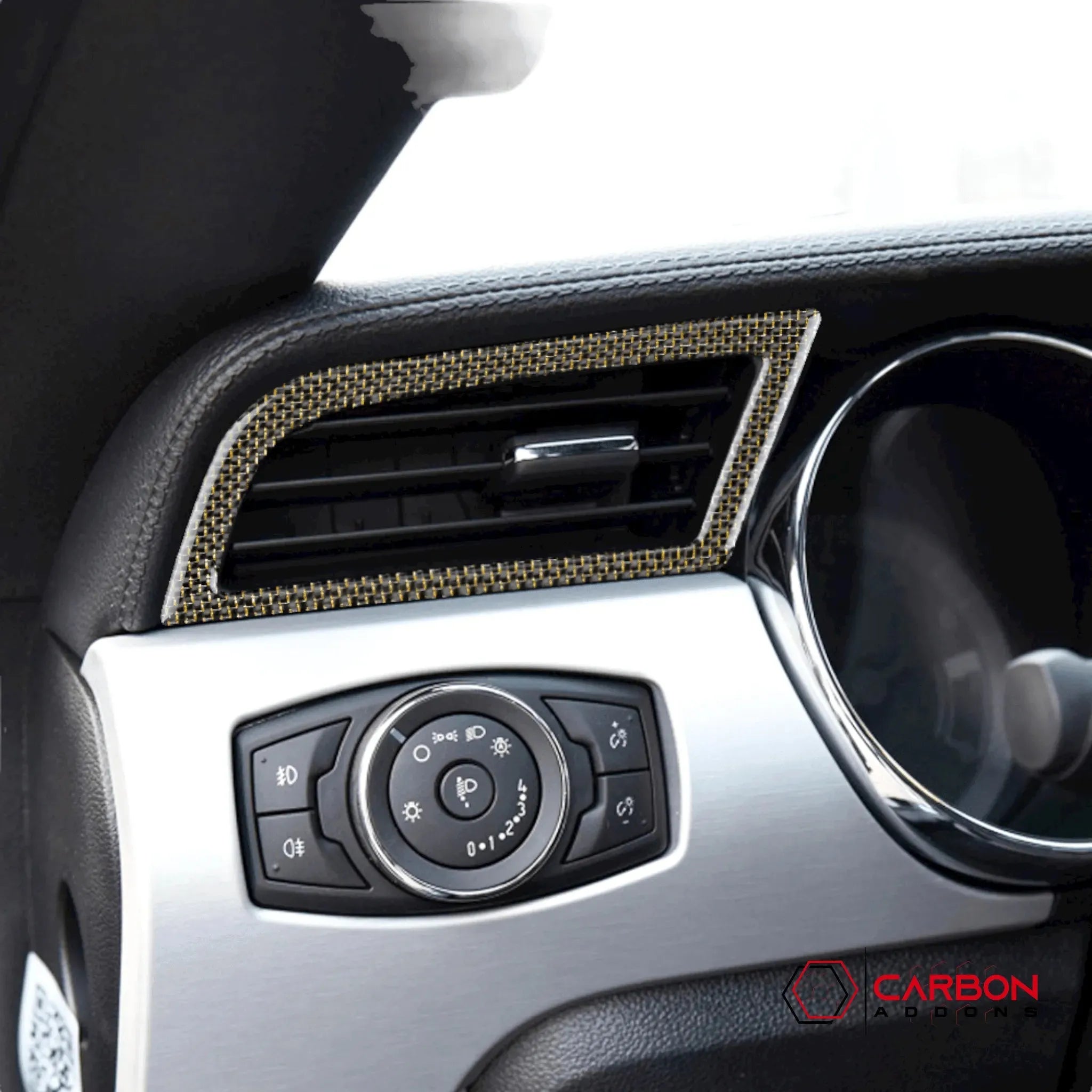 Reflective Carbon Fiber Dashboard AC Vent Trim Overlay for Ford Mustang 2015-2023 -2pcs - carbonaddons Carbon Fiber Parts, Accessories, Upgrades, Mods