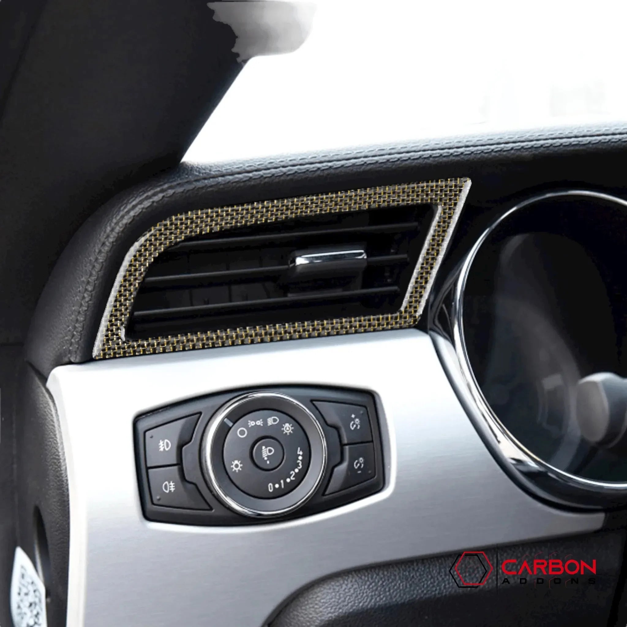 Reflective Carbon Fiber Dashboard AC Vent Trim Overlay for Ford Mustang 2015-2023 -2pcs - carbonaddons Carbon Fiber Parts, Accessories, Upgrades, Mods