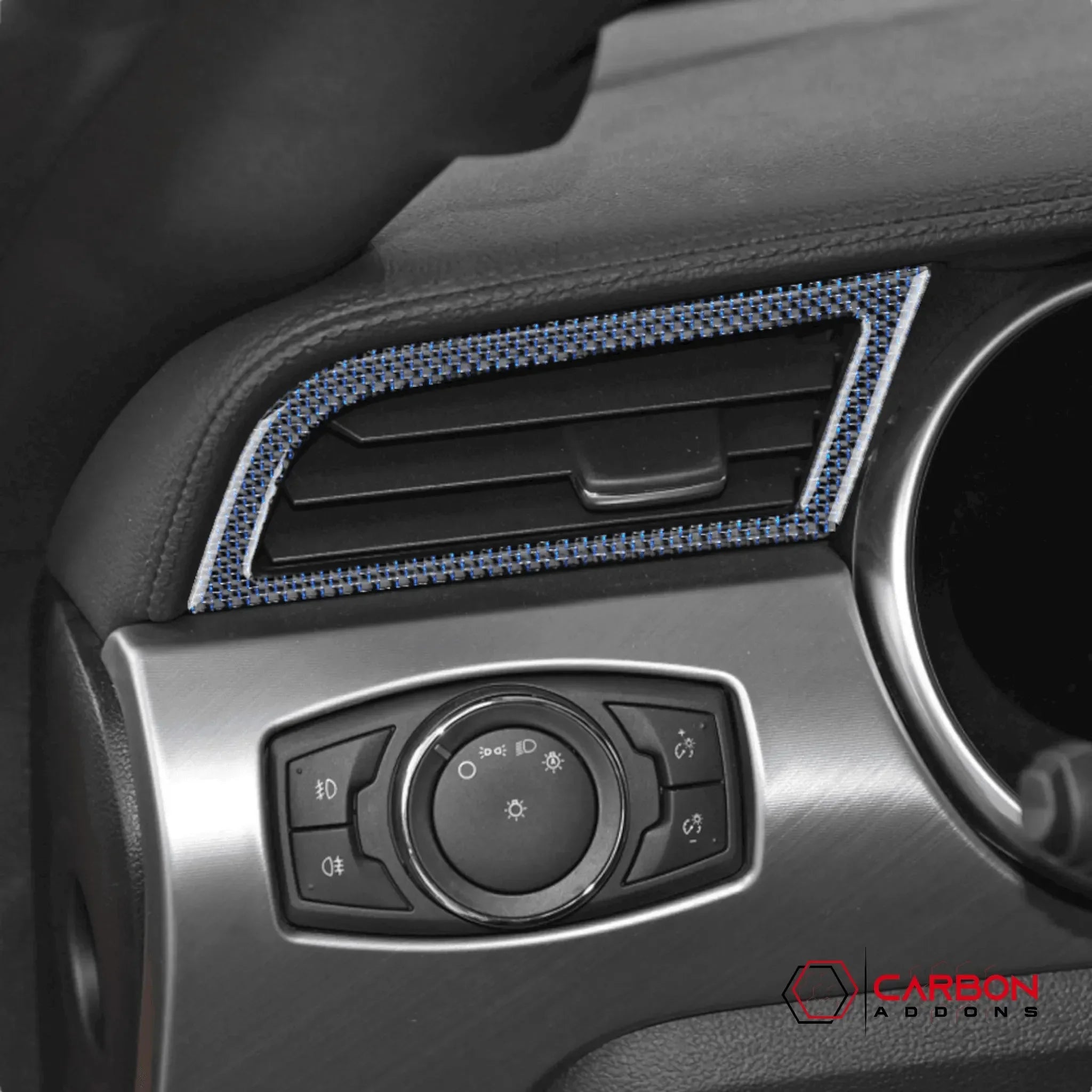 Reflective Carbon Fiber Dashboard AC Vent Trim Overlay for Ford Mustang 2015-2023 -2pcs - carbonaddons Carbon Fiber Parts, Accessories, Upgrades, Mods