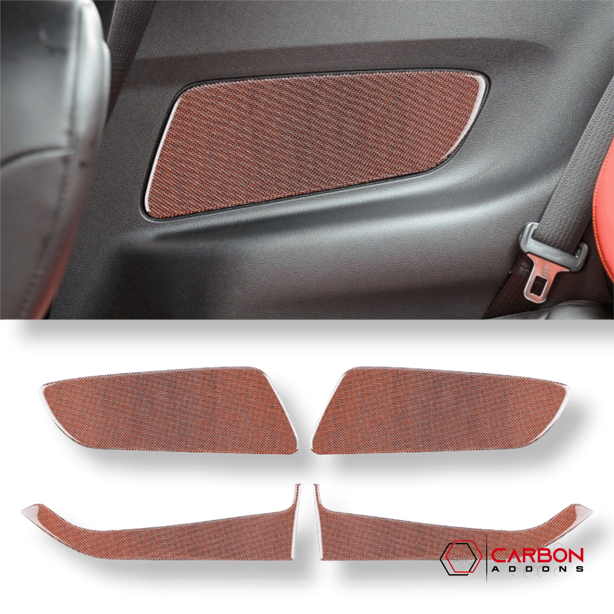 Reflective Carbon Fiber Front/Rear Door Panel Overlay for Ford Mustang 2015-2023  Carbon Fiber Parts