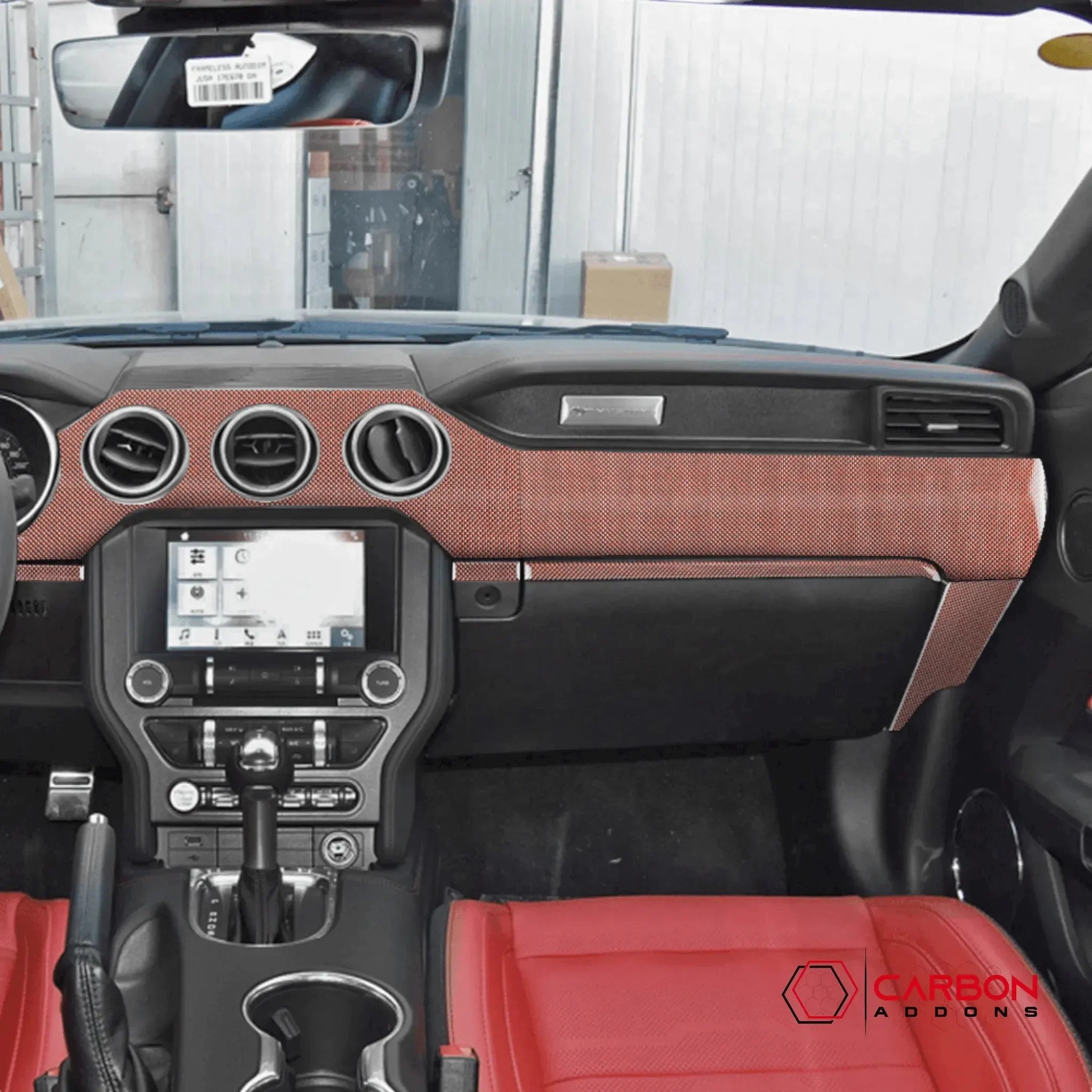 Reflective Carbon Fiber Full Dashboard Set for Ford Mustang 2015-2023 - carbonaddons Carbon Fiber Parts, Accessories, Upgrades, Mods