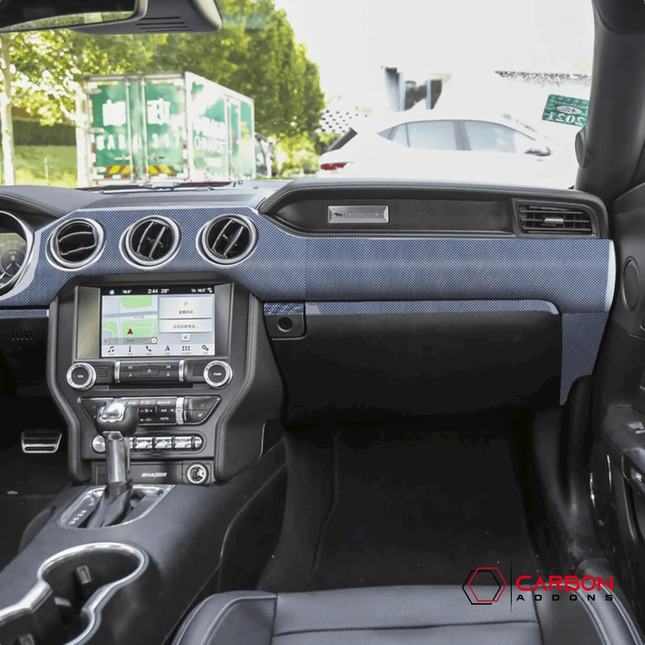 Reflective Carbon Fiber Full Dashboard Set for Ford Mustang 2015-2023 - carbonaddons Carbon Fiber Parts, Accessories, Upgrades, Mods