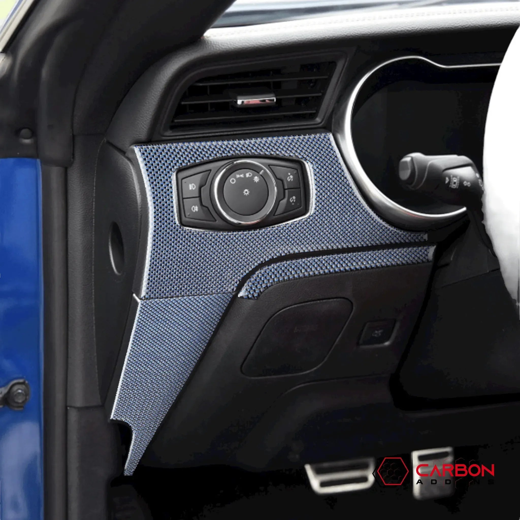 Reflective Carbon Fiber Full Dashboard Set for Ford Mustang 2015-2023 - carbonaddons Carbon Fiber Parts, Accessories, Upgrades, Mods