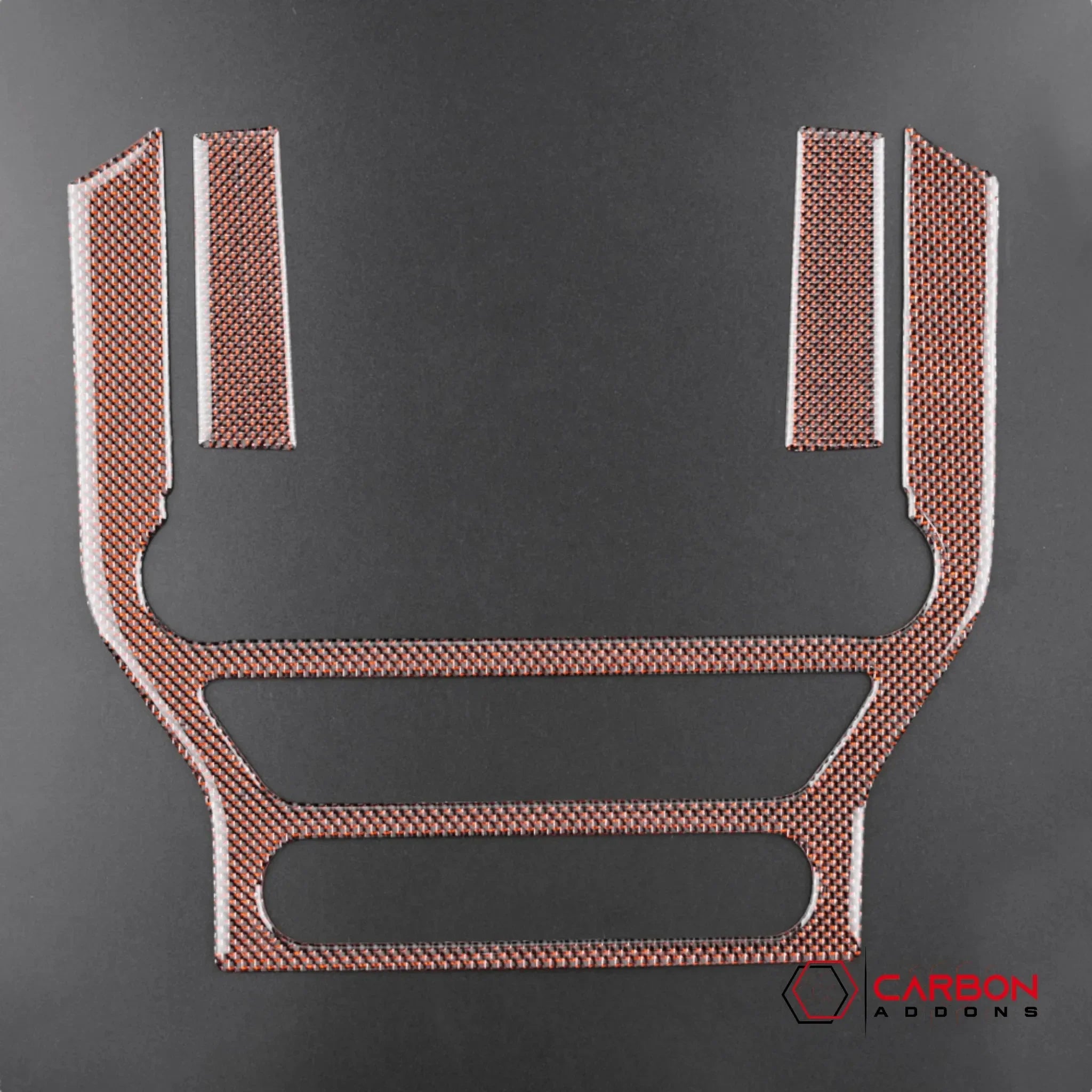 Reflective Carbon Fiber Multimedia Radio Trim Overlay for Ford Mustang 2015-2023 - carbonaddons Carbon Fiber Parts, Accessories, Upgrades, Mods