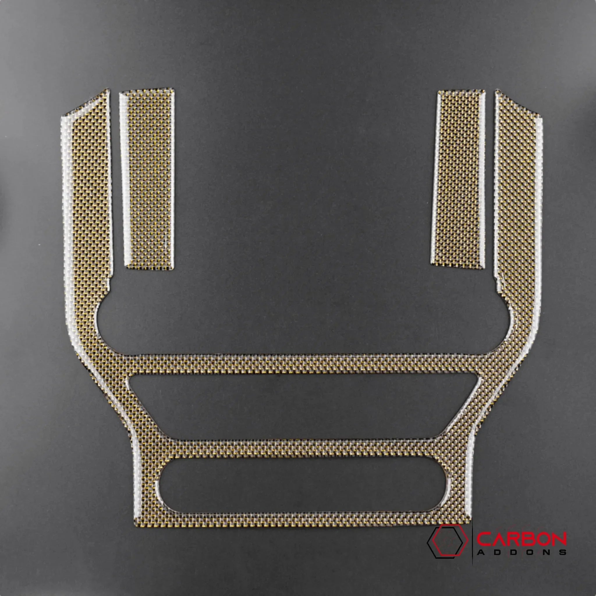 Reflective Carbon Fiber Multimedia Radio Trim Overlay for Ford Mustang 2015-2023 - carbonaddons Carbon Fiber Parts, Accessories, Upgrades, Mods