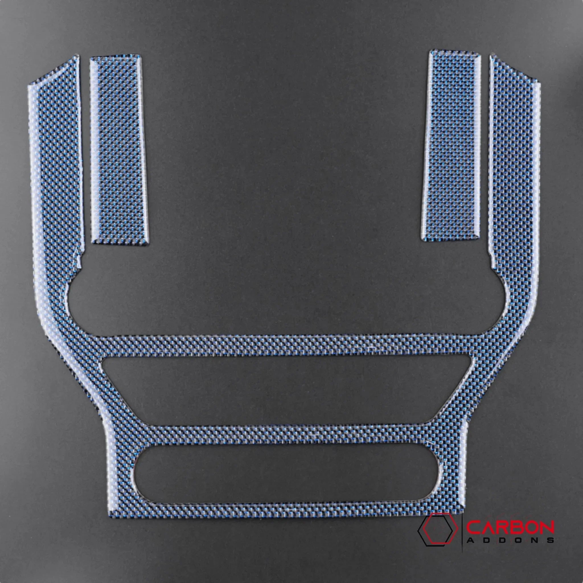 Reflective Carbon Fiber Multimedia Radio Trim Overlay for Ford Mustang 2015-2023 - carbonaddons Carbon Fiber Parts, Accessories, Upgrades, Mods