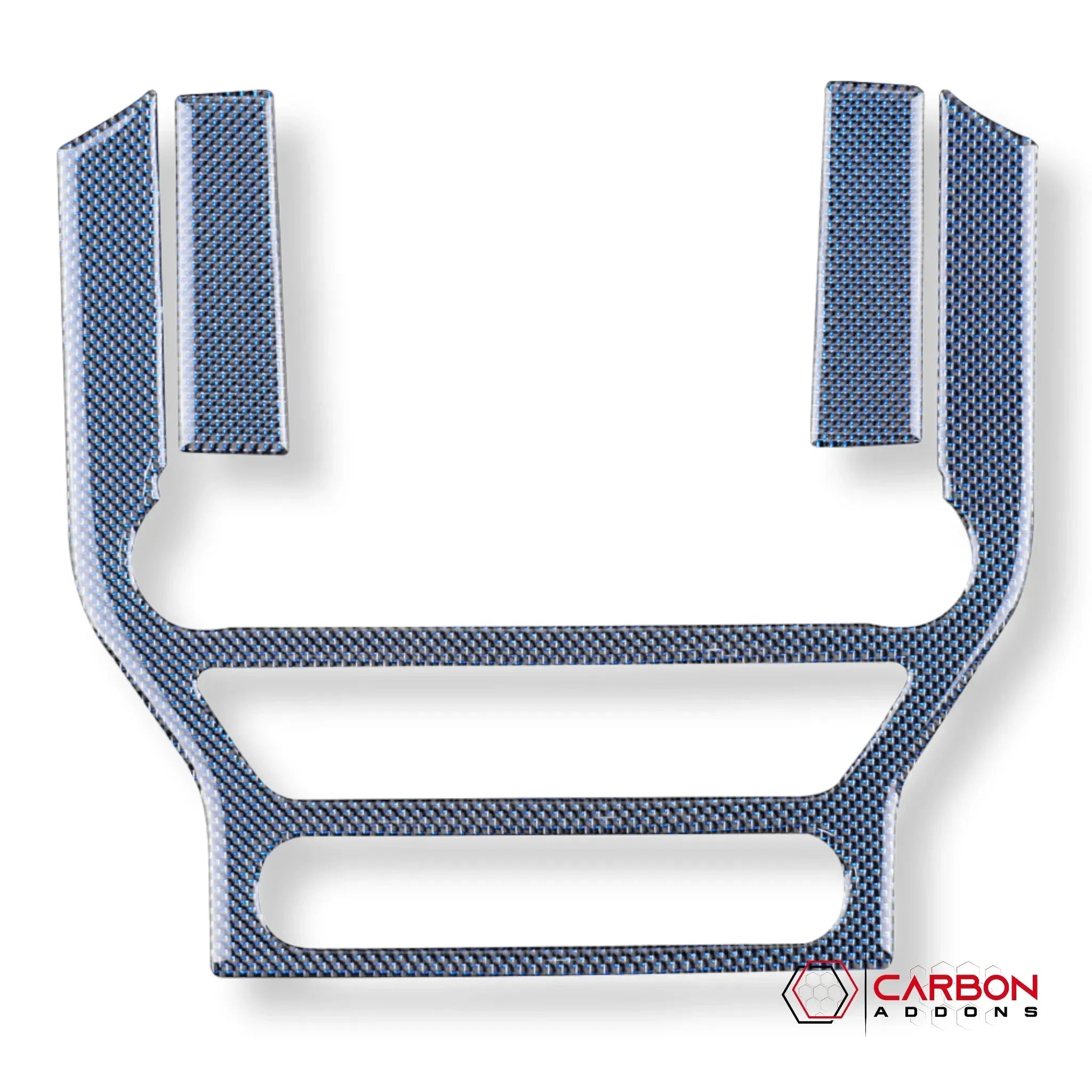 Reflective Carbon Fiber Multimedia Radio Trim Overlay for Ford Mustang 2015-2023 - carbonaddons Carbon Fiber Parts, Accessories, Upgrades, Mods