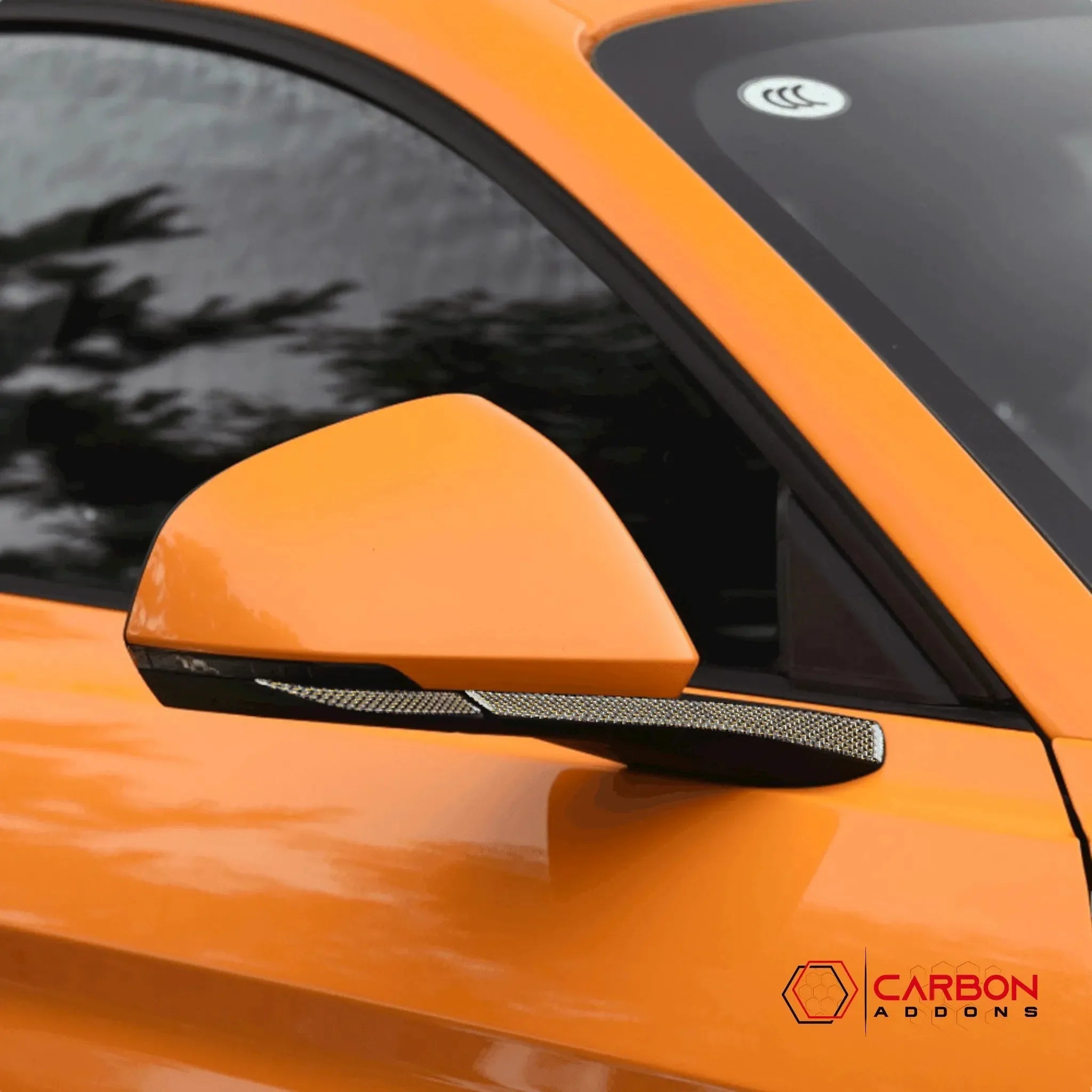 Reflective Carbon Fiber Rear View Mirror Trim Overlay For Ford Mustang 2015-2023 - carbonaddons Carbon Fiber Parts, Accessories, Upgrades, Mods