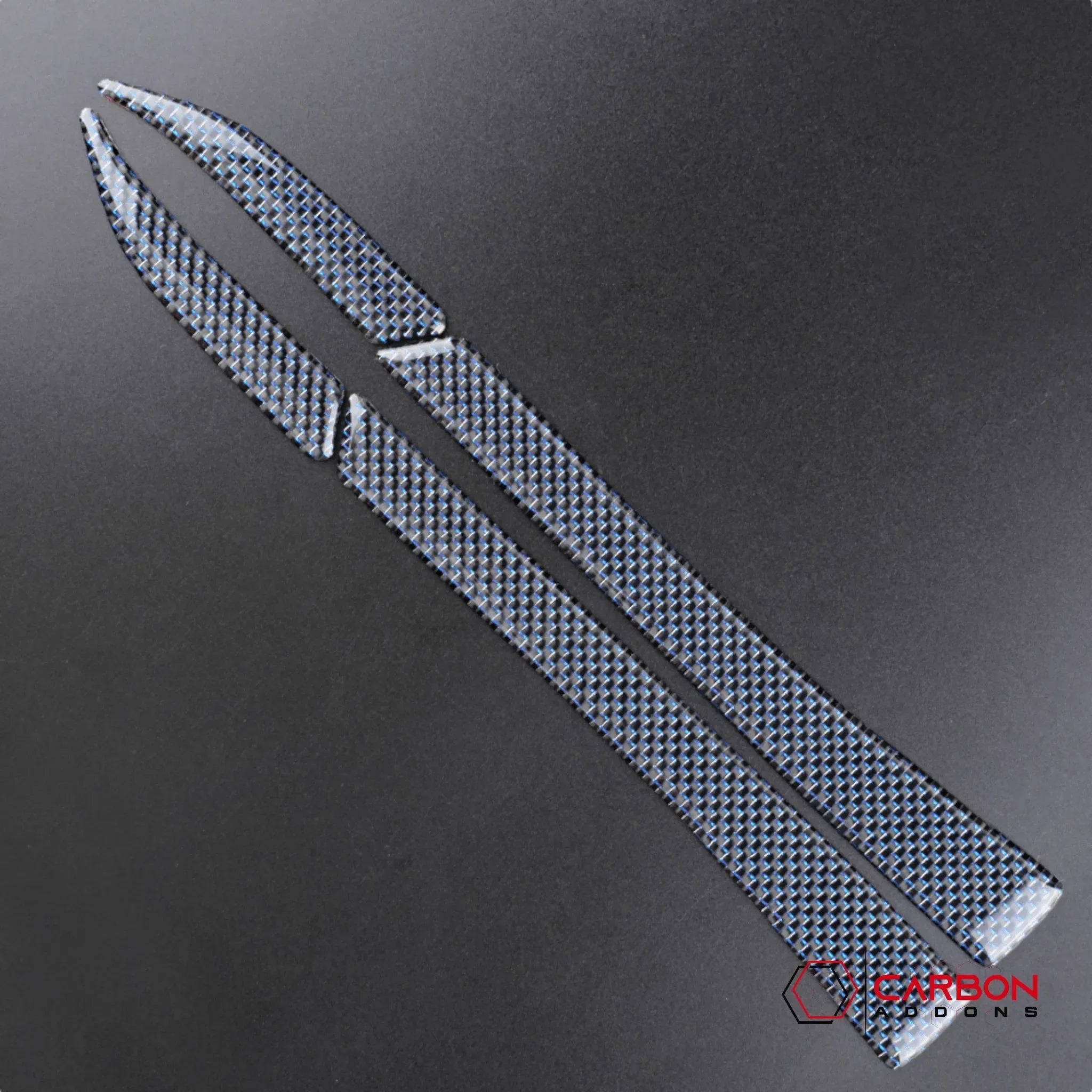 Reflective Carbon Fiber Rear View Mirror Trim Overlay For Ford Mustang 2015-2023 - carbonaddons Carbon Fiber Parts, Accessories, Upgrades, Mods