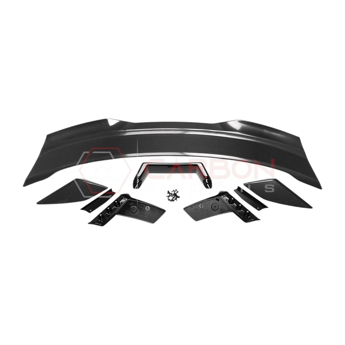 Dark Horse-Style Carbon Fiber Rear Spoiler with Integrated Gurney Flap for 2024+ Ford Mustang