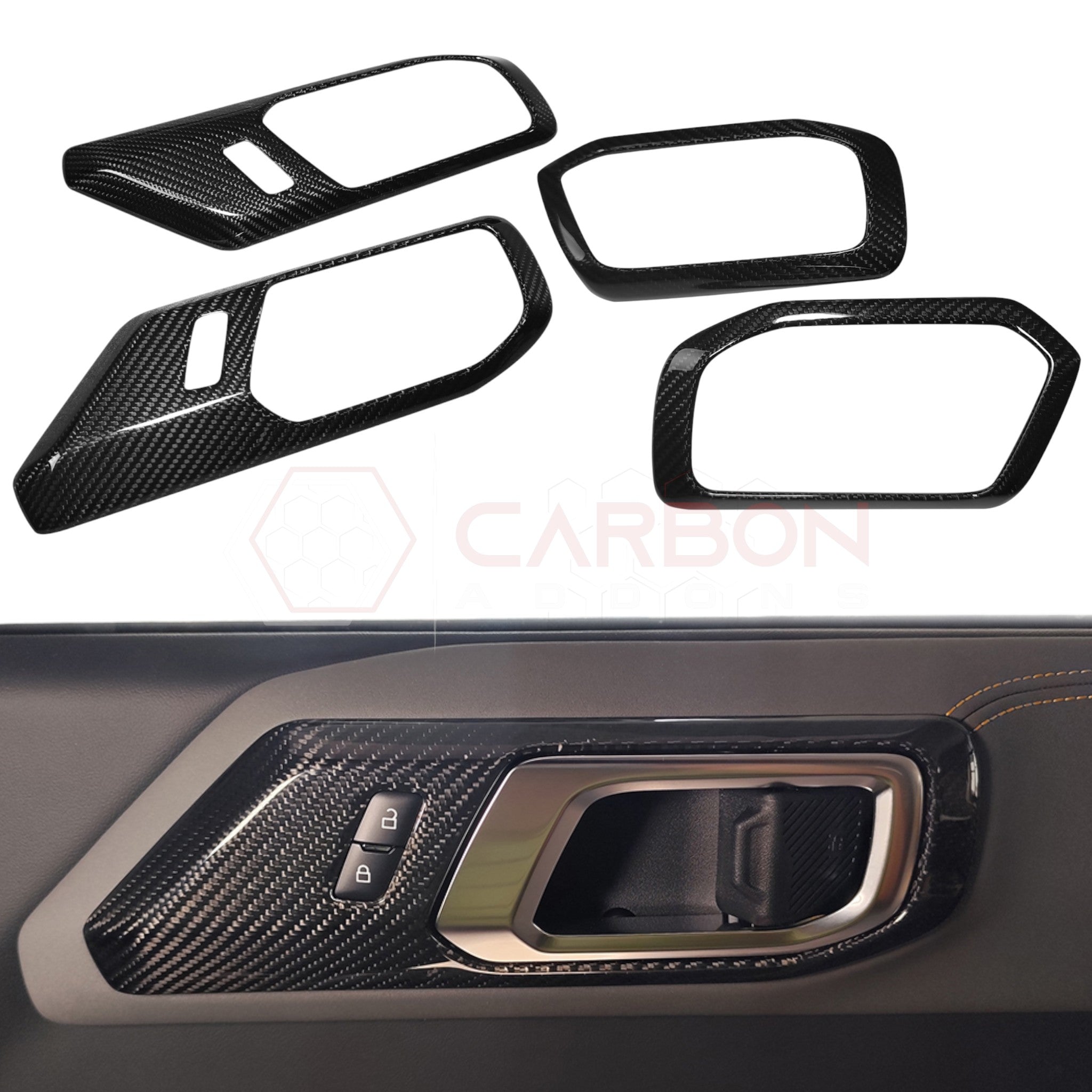 2021+ Ford Bronco Real Carbon Fiber Interior Door Handle Trim Covers