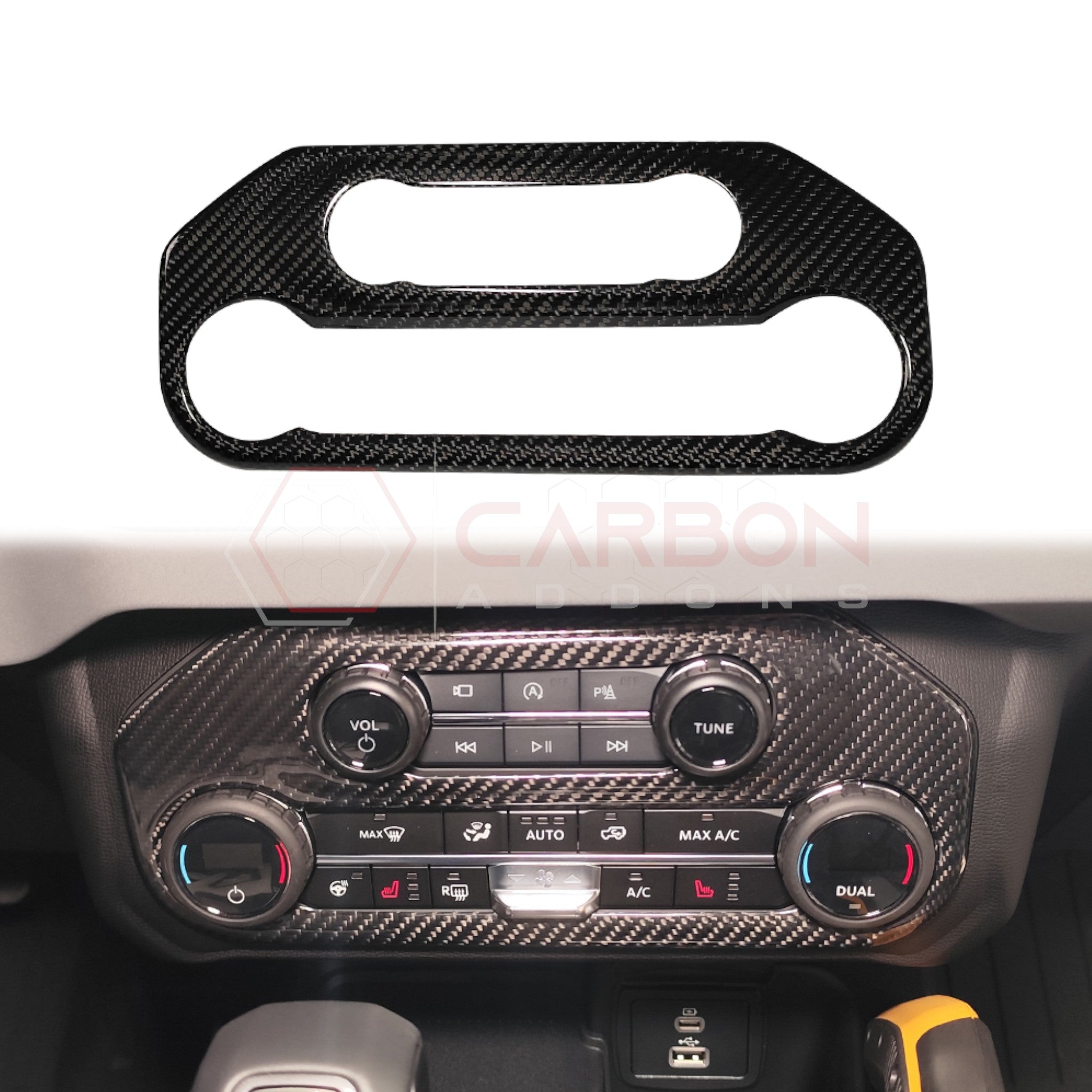 2021+ Ford Bronco Real Carbon Fiber Radio & AC Control Panel Cover