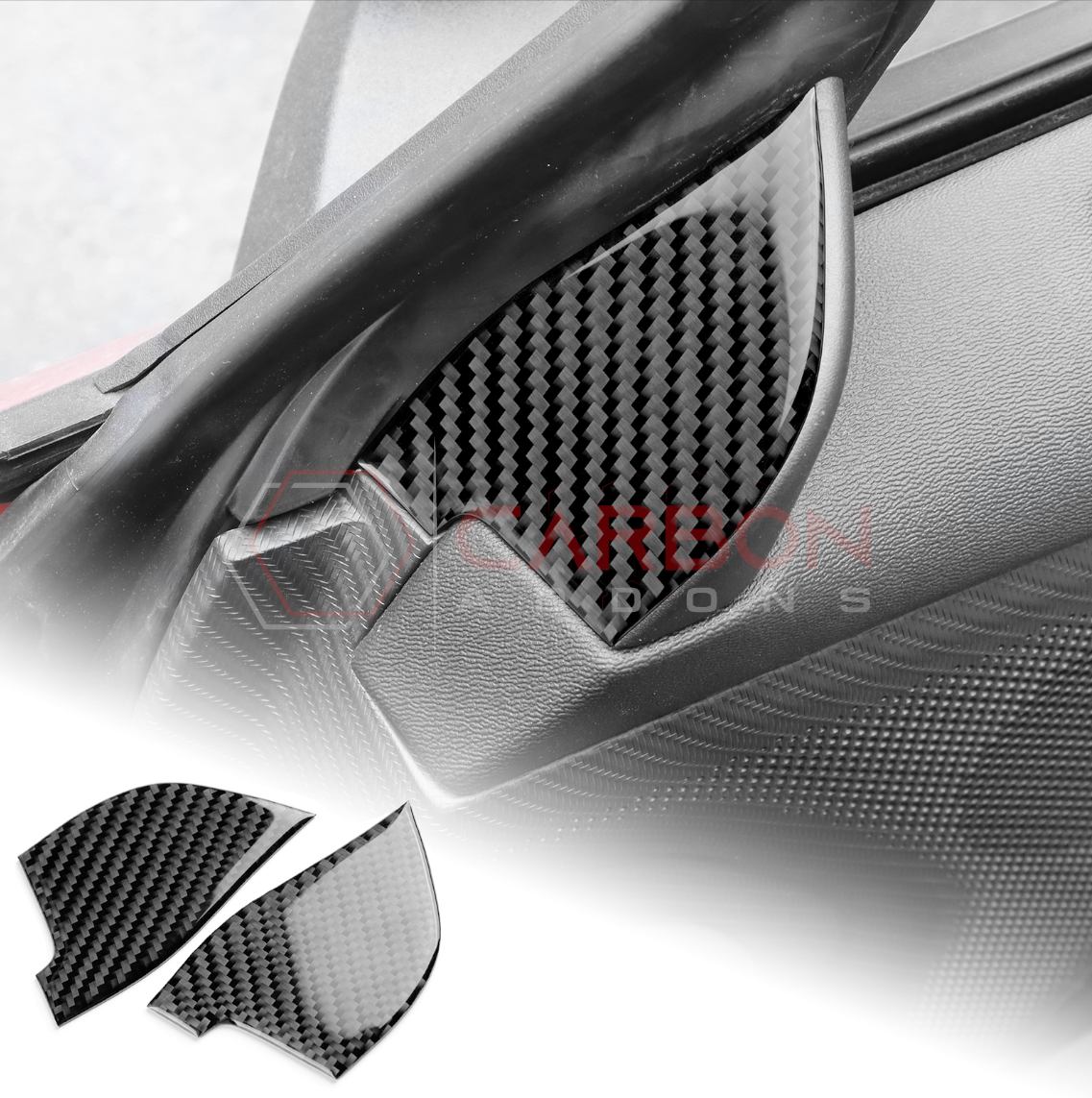 2024+ S650 Ford Mustang Real Carbon Fiber Door Jam Triangle Trim Overlay