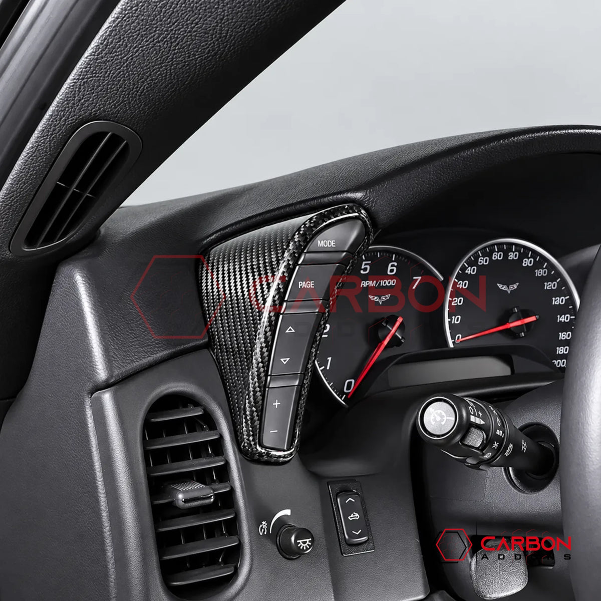 2005–2013 C6 Corvette Real Carbon Fiber Gauge Cluster Side Button Trim Covers (2pcs)