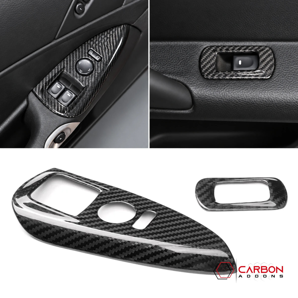 2005–2013 C6 Corvette Real Carbon Fiber Door Window Switch Trim Covers